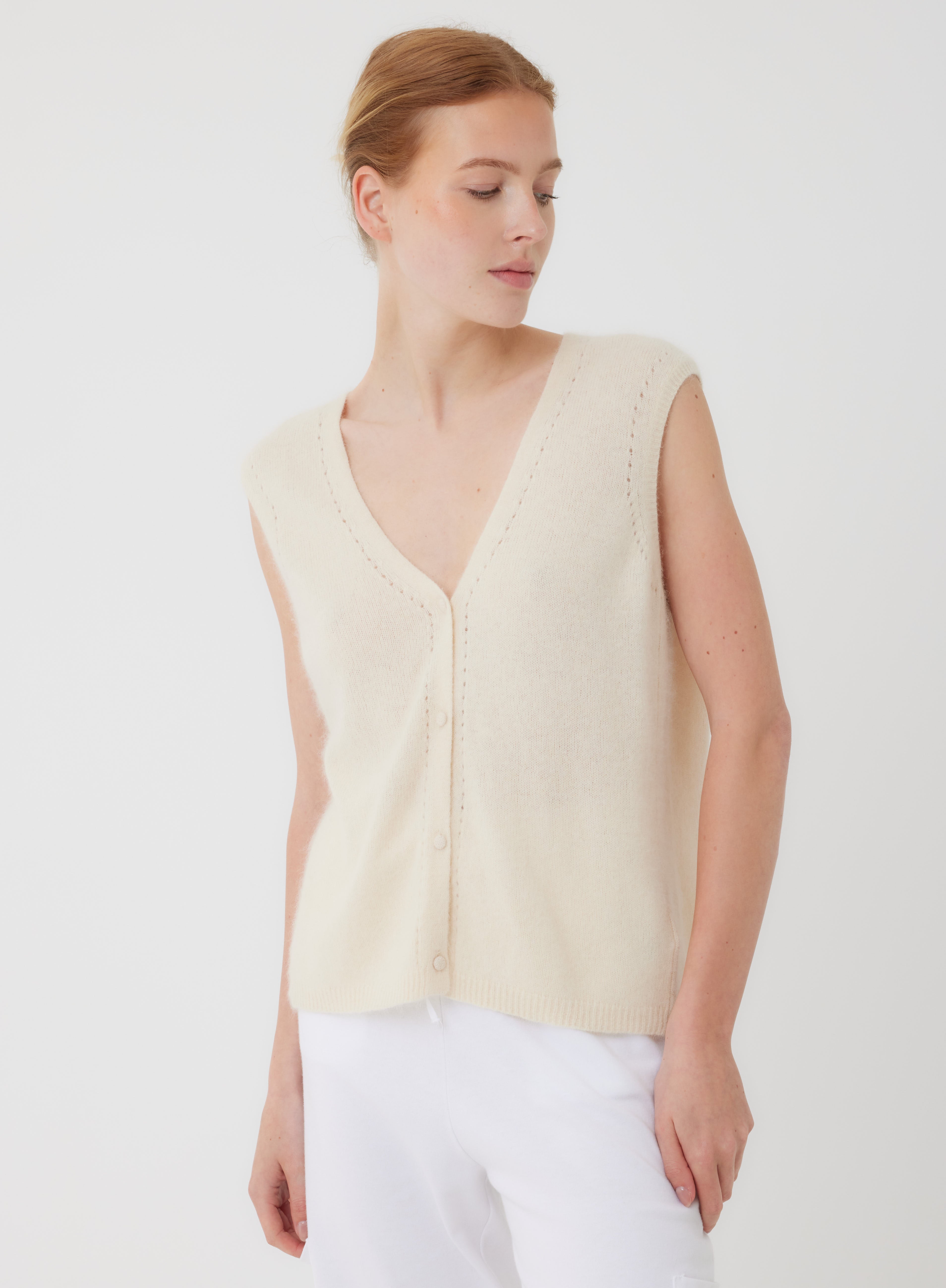 Ultra Soft Laser Cut Vest - V NECK S/S - Majestic Filatures North America