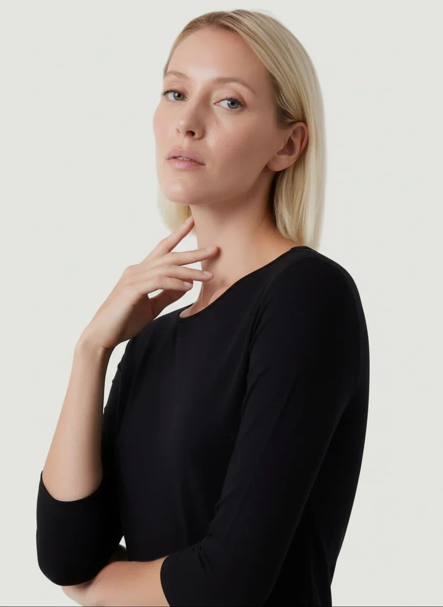 Soft Touch 3/4 Sleeve Boatneck Dress - TANK - Majestic Filatures North America
