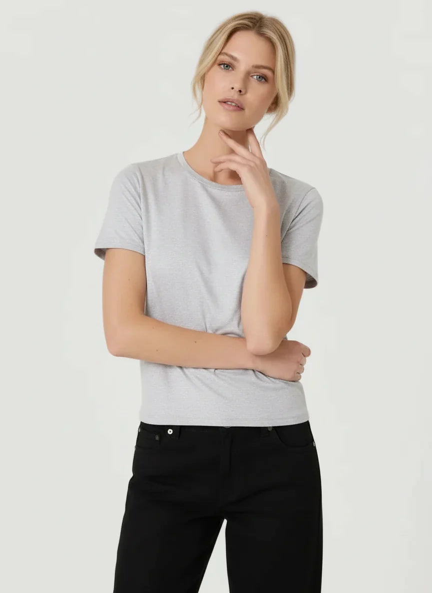 Soft Touch Metallic Short Sleeve Crewneck T-Shirt - CREWNECK S/S - Majestic Filatures North America