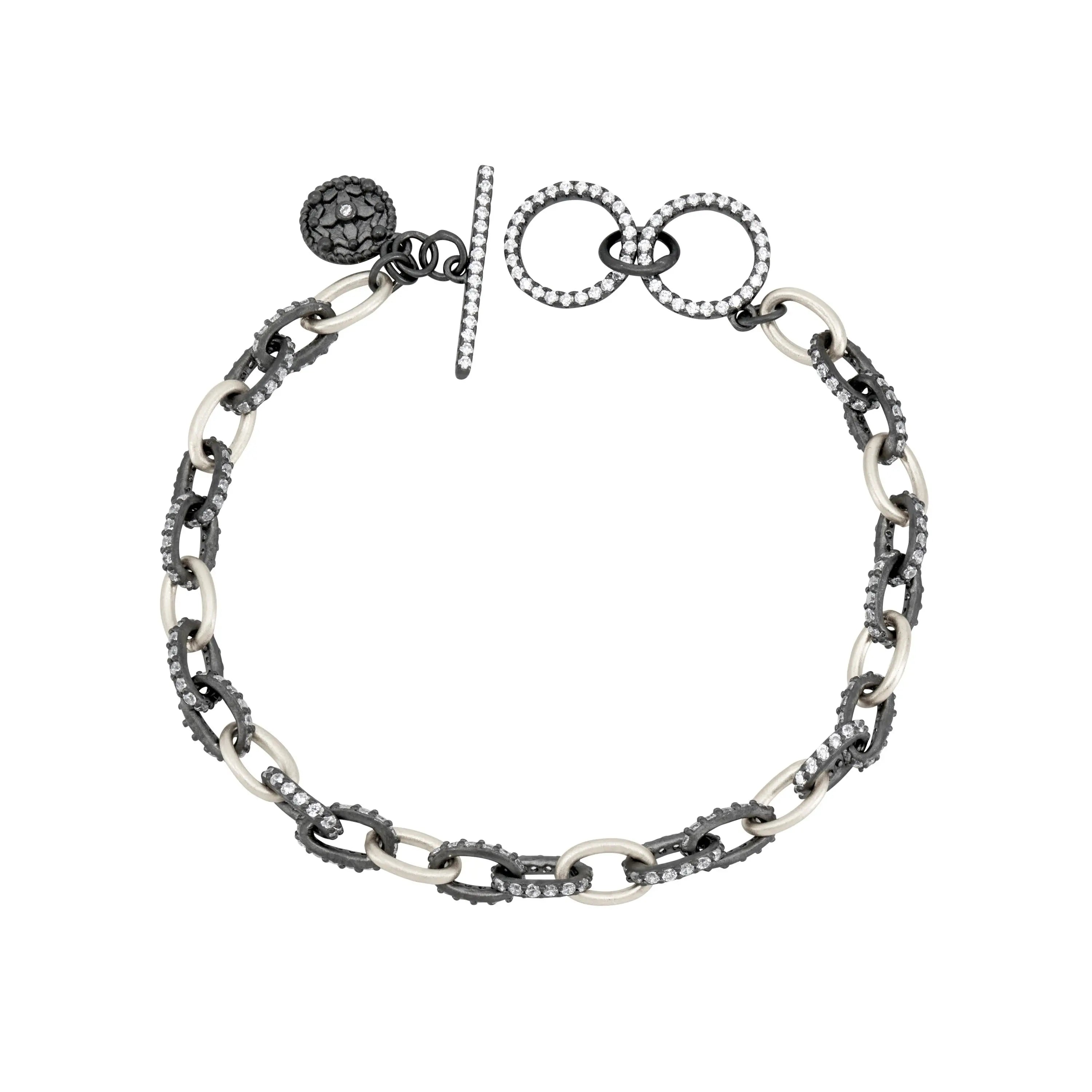 BlackSilver Alternating Chain Link Bracelet Signature BRACELET
