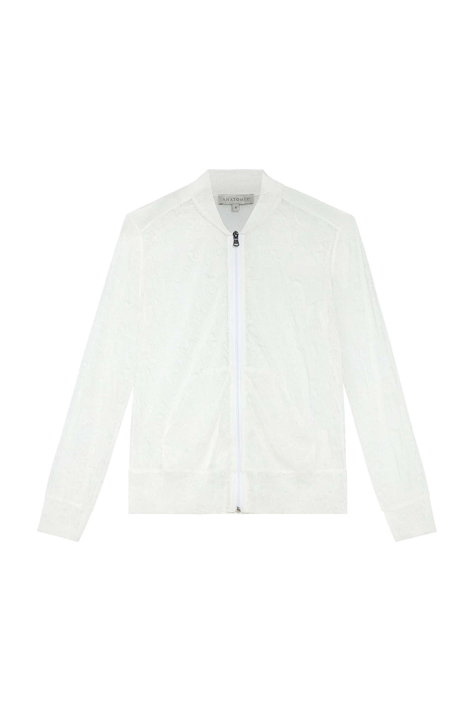 The Best Travel Jacket. Flat Lay of a Bailey Camo Mesh Jacket in White.