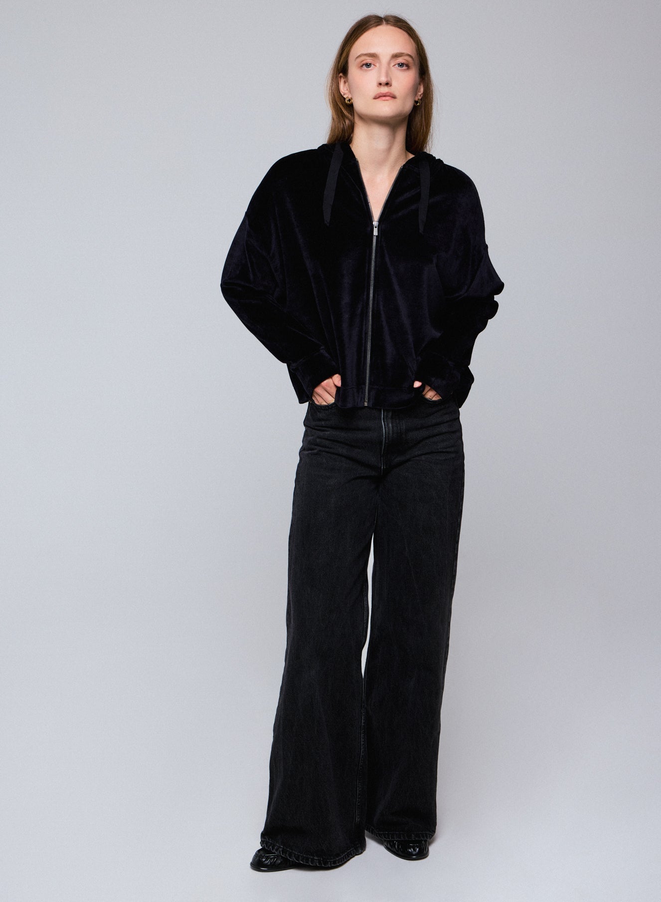 Velour Zip Front Hoodie - JACKET - Majestic Filatures North America