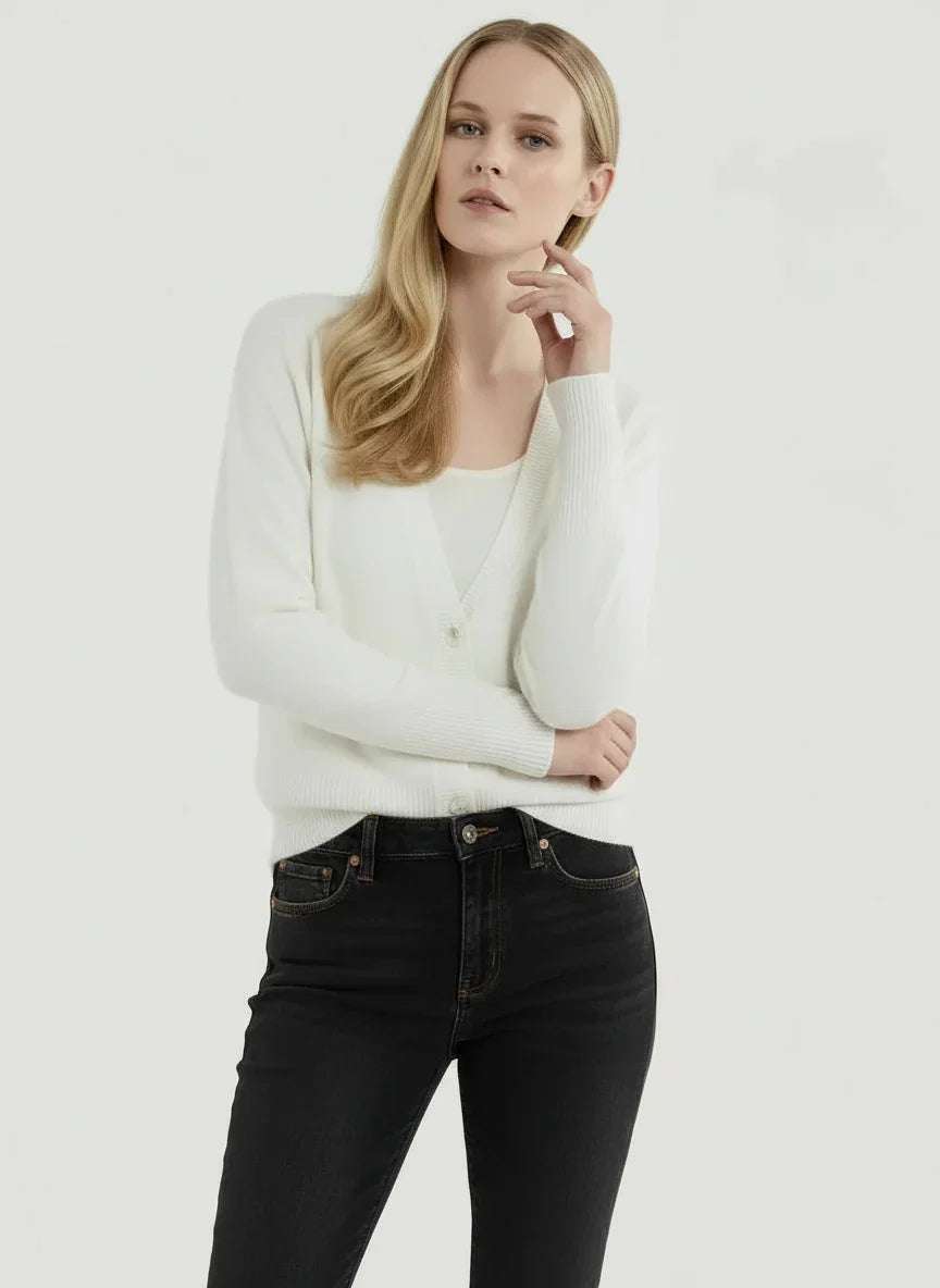 Cashmere V-Neck Cardigan - CARDIGAN - Majestic Filatures North America