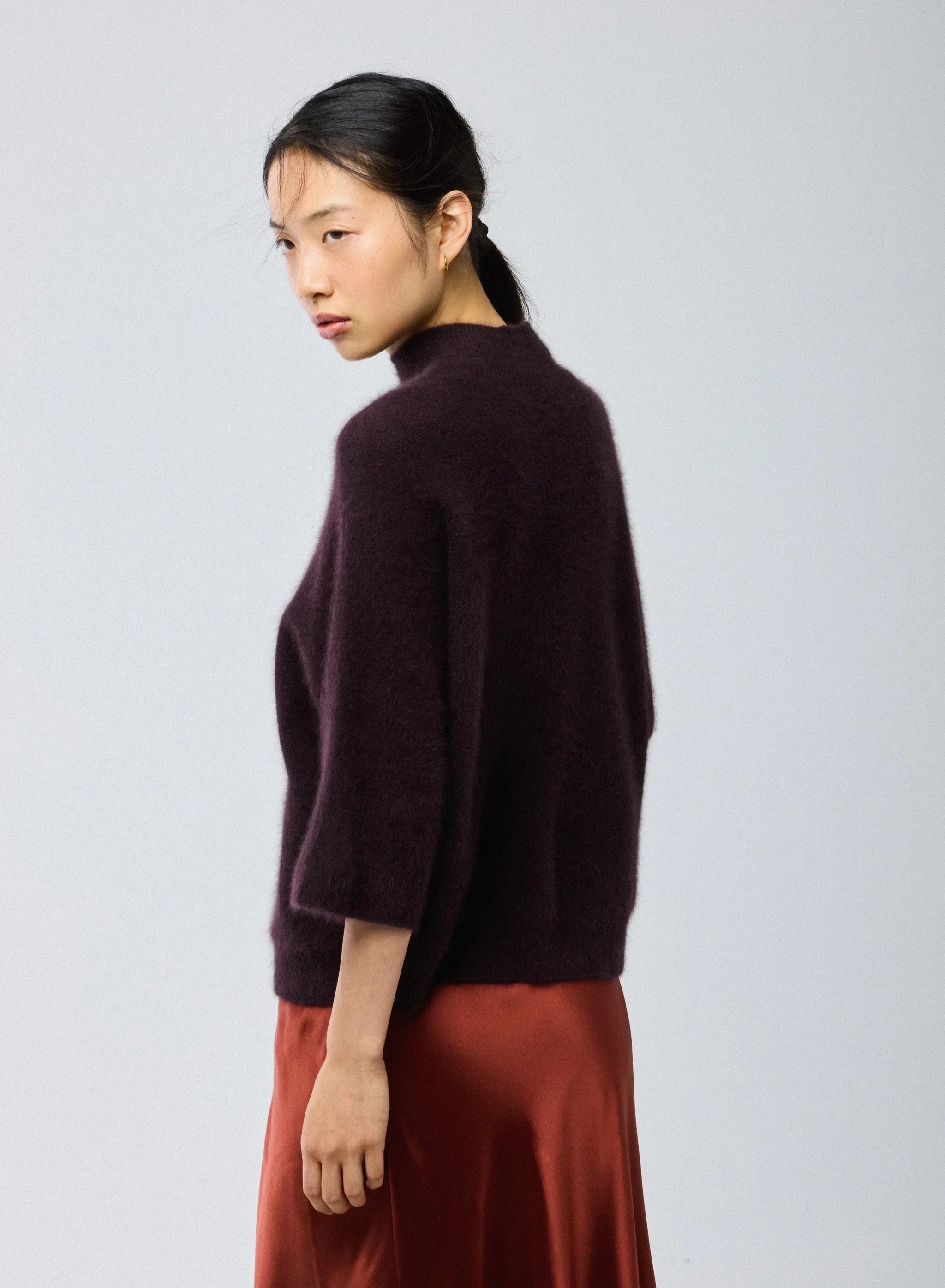 Ultra Soft Knit Elbow Sleeve Mock Neck Pullover - CREW ELBOW SLV - Majestic Filatures North America