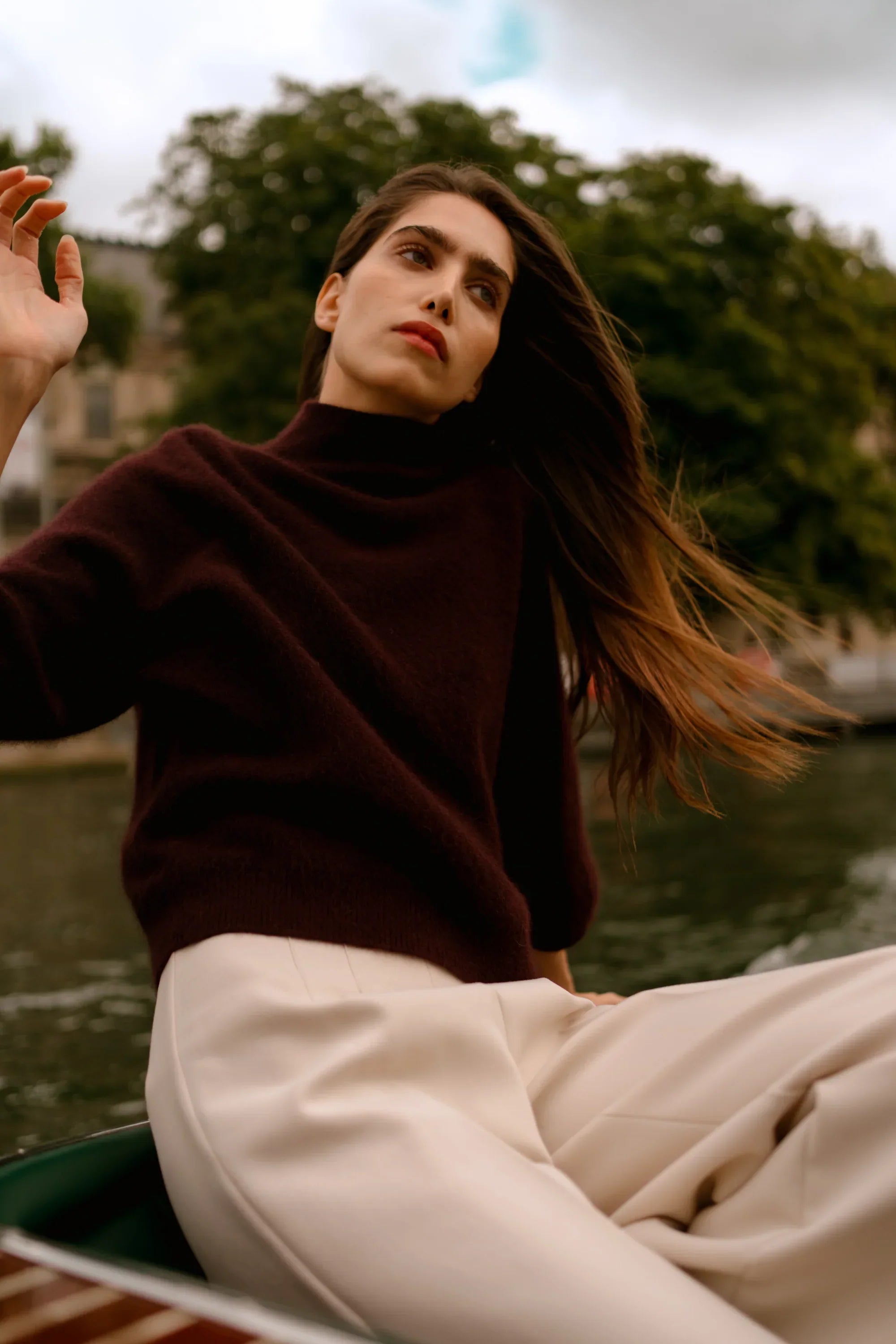 Ultra Soft Knit Elbow Sleeve Mock Neck Pullover - CREW ELBOW SLV - Majestic Filatures North America