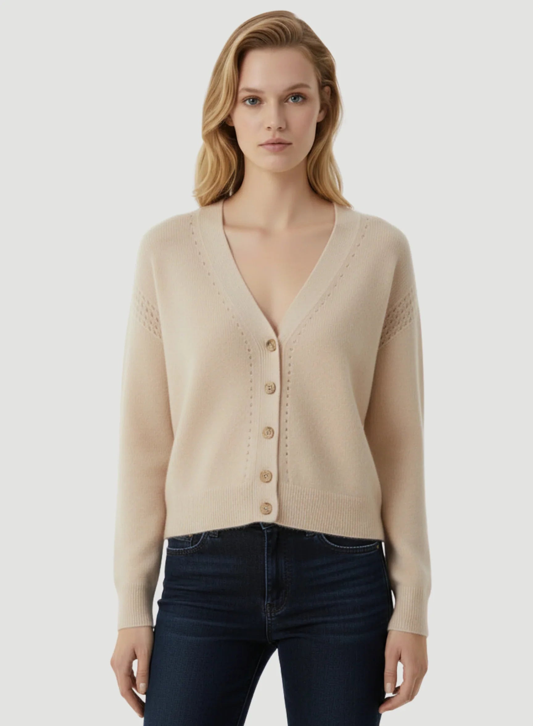 Cashmere Silk V-Neck Cardigan - CARDIGAN - Majestic Filatures North America