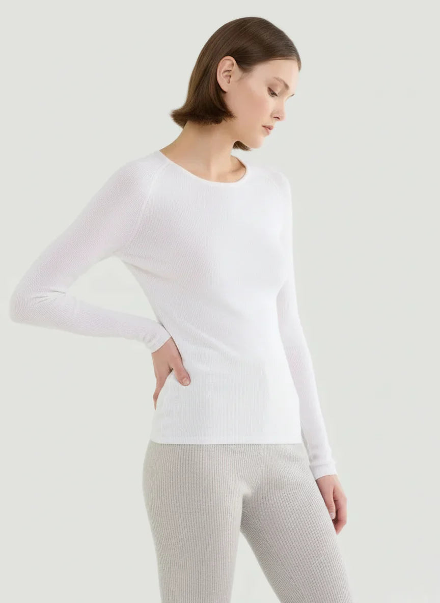 Merino Silk Micro Rib Long Sleeve Knit Crewneck - CREWNECK L/S - Majestic Filatures North America