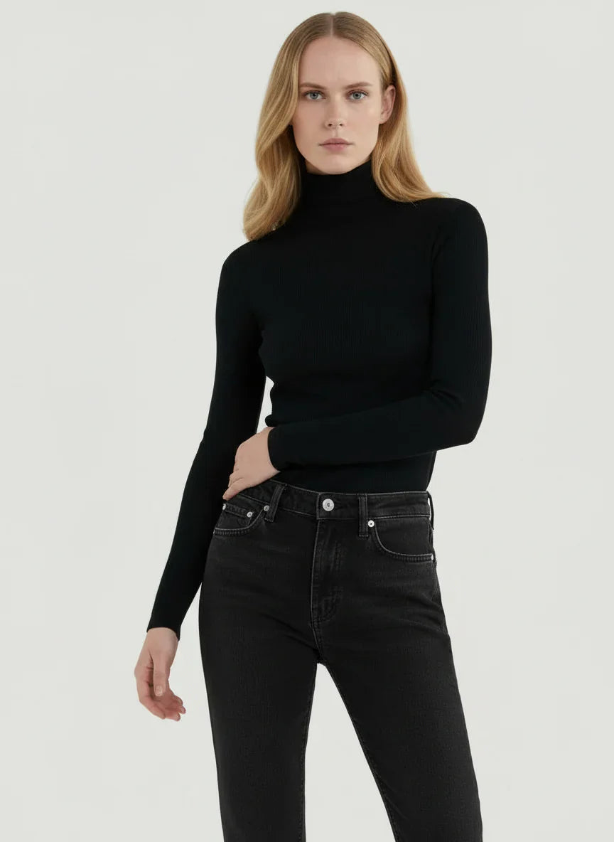 Merino Silk Micro Rib Long Sleeve Knit Mock Neck - MOCK NECK L/S - Majestic Filatures North America