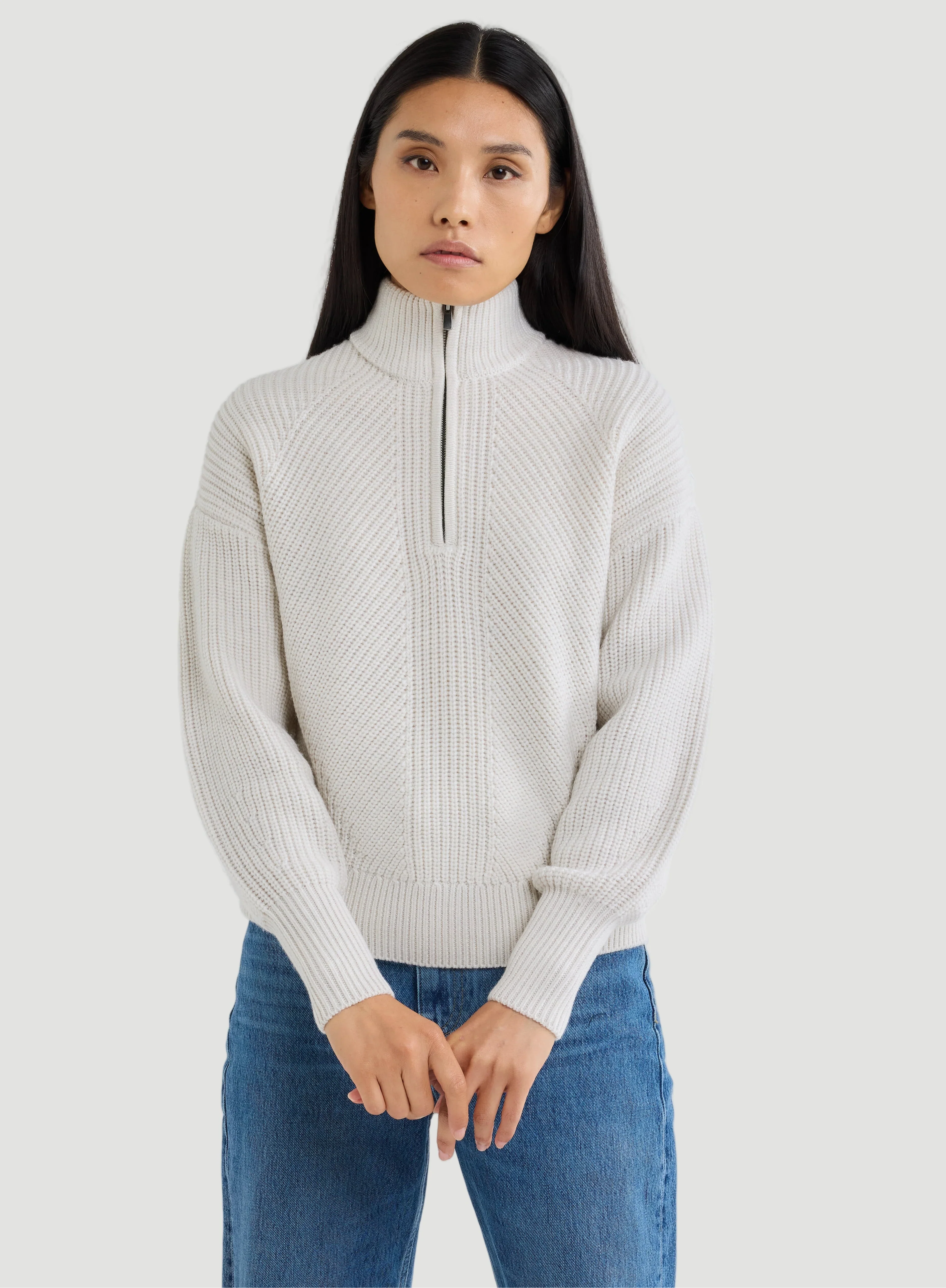 Merino Rib Knit Long Sleeve Half Zip Sweater - CREWNECK L/S - Majestic Filatures North America