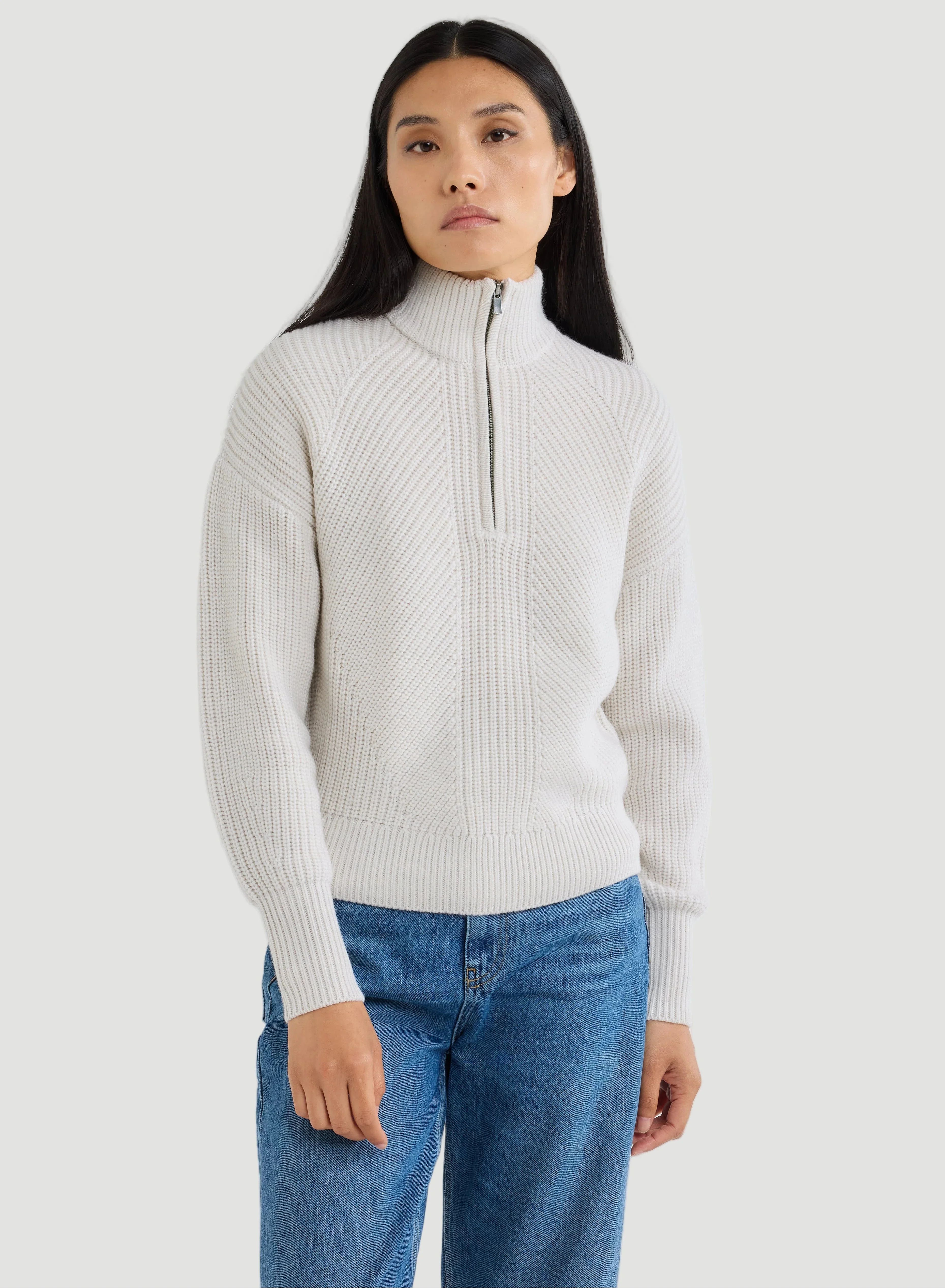 Merino Rib Knit Long Sleeve Half Zip Sweater - CREWNECK L/S - Majestic Filatures North America