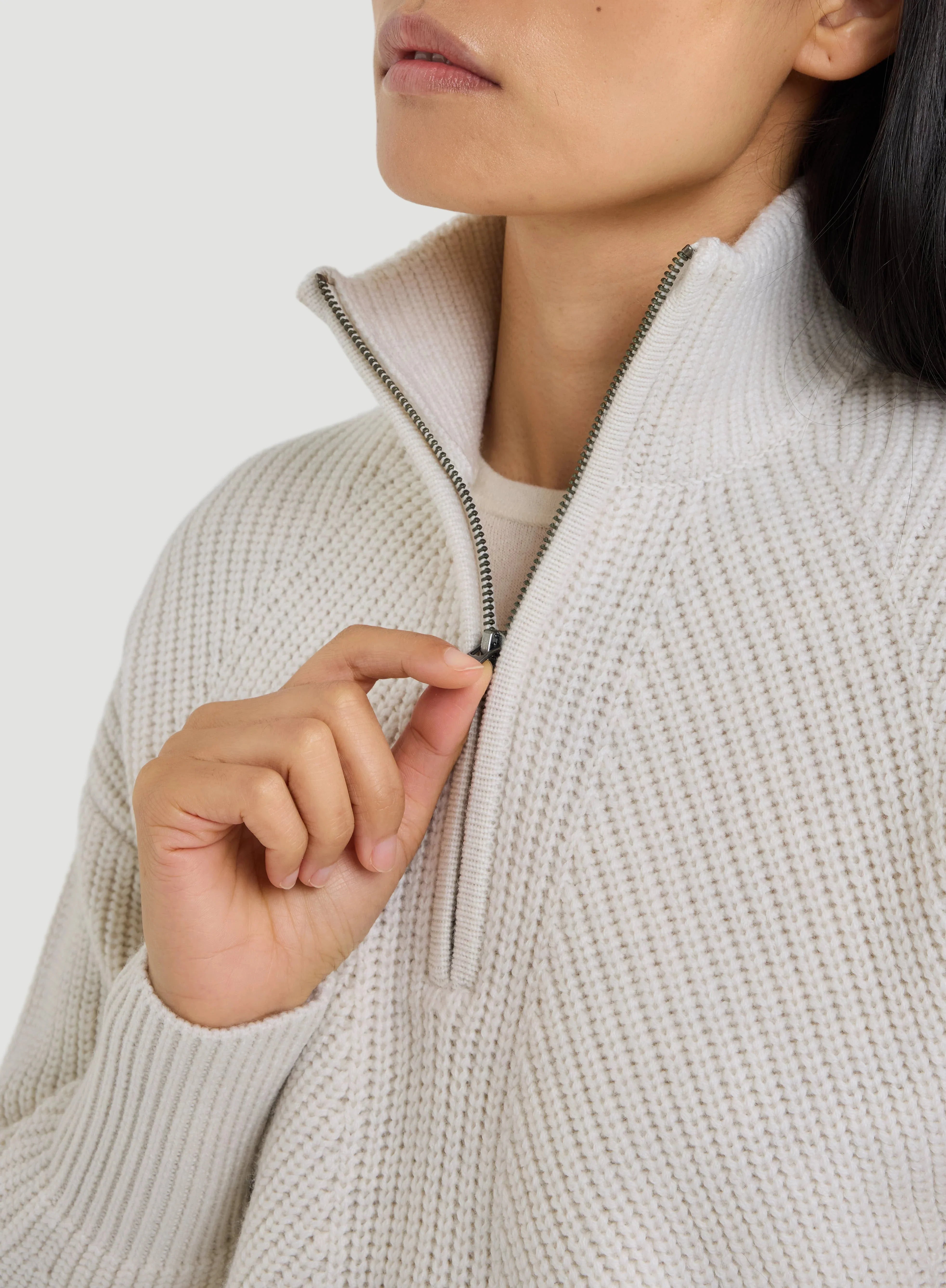 Merino Rib Knit Long Sleeve Half Zip Sweater - CREWNECK L/S - Majestic Filatures North America