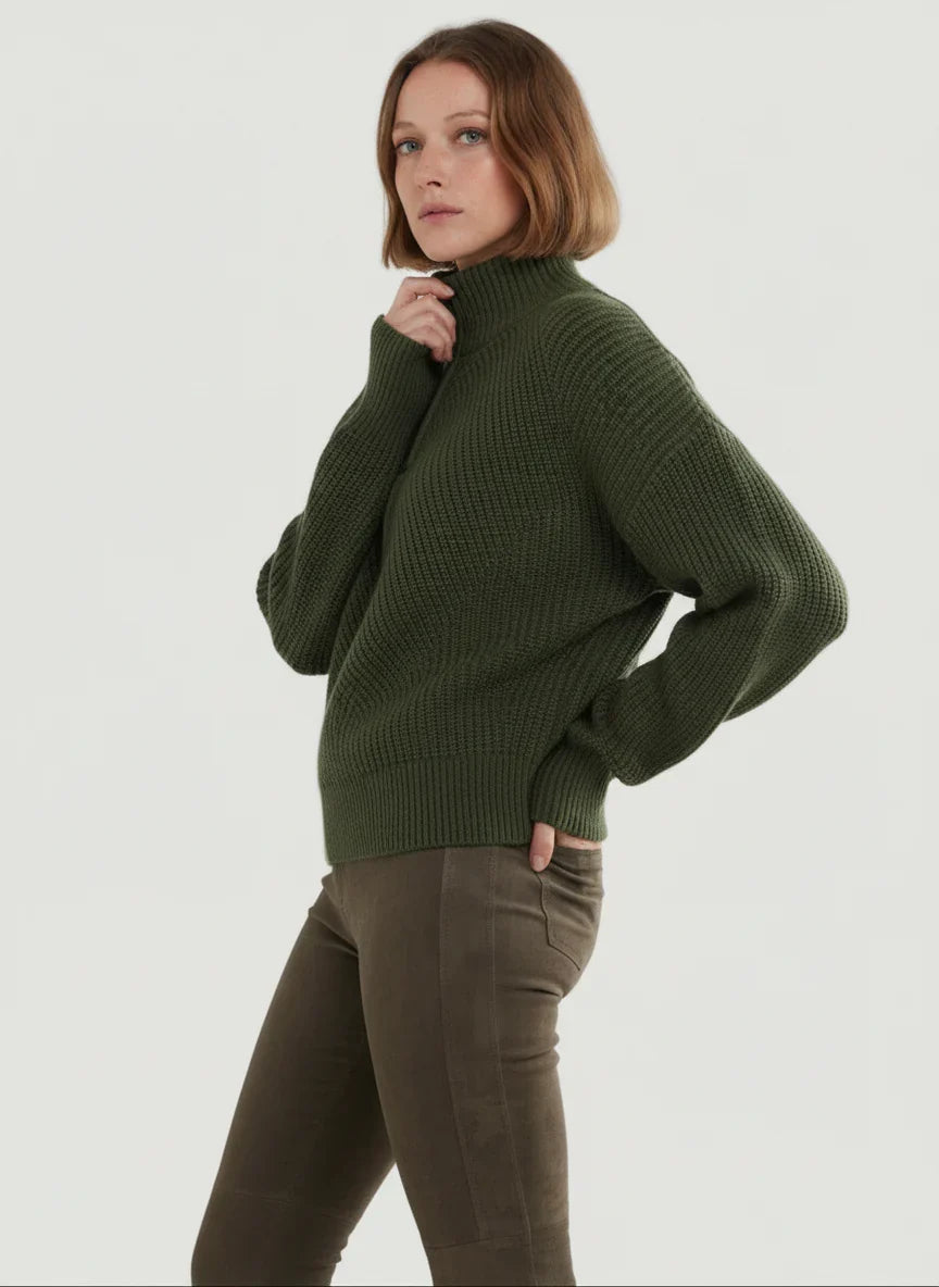 Merino Rib Knit Long Sleeve Half Zip Sweater - CREWNECK L/S - Majestic Filatures North America