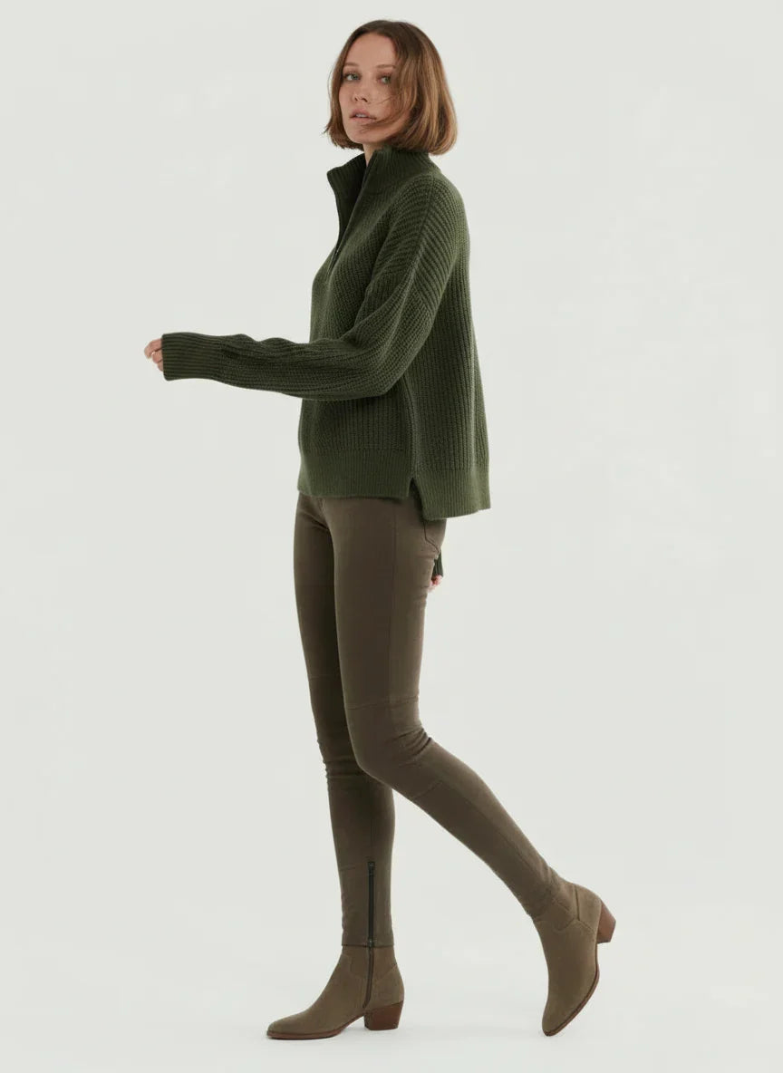 Merino Rib Knit Long Sleeve Half Zip Sweater - CREWNECK L/S - Majestic Filatures North America