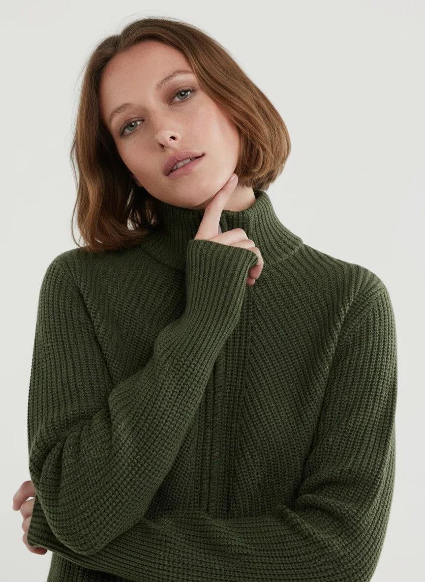 Merino Rib Knit Long Sleeve Half Zip Sweater - CREWNECK L/S - Majestic Filatures North America