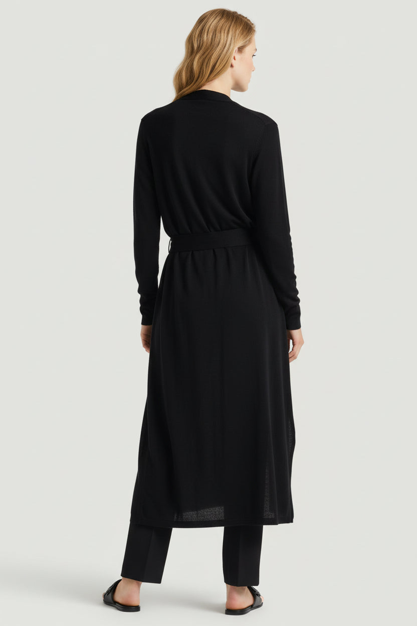 Silk Viscose Long Sleeve Cardigan Duster With Tie - CARDIGAN - Majestic Filatures North America