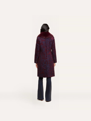 L'AGENCE Laney Jacquard Coat Deep Sangria
