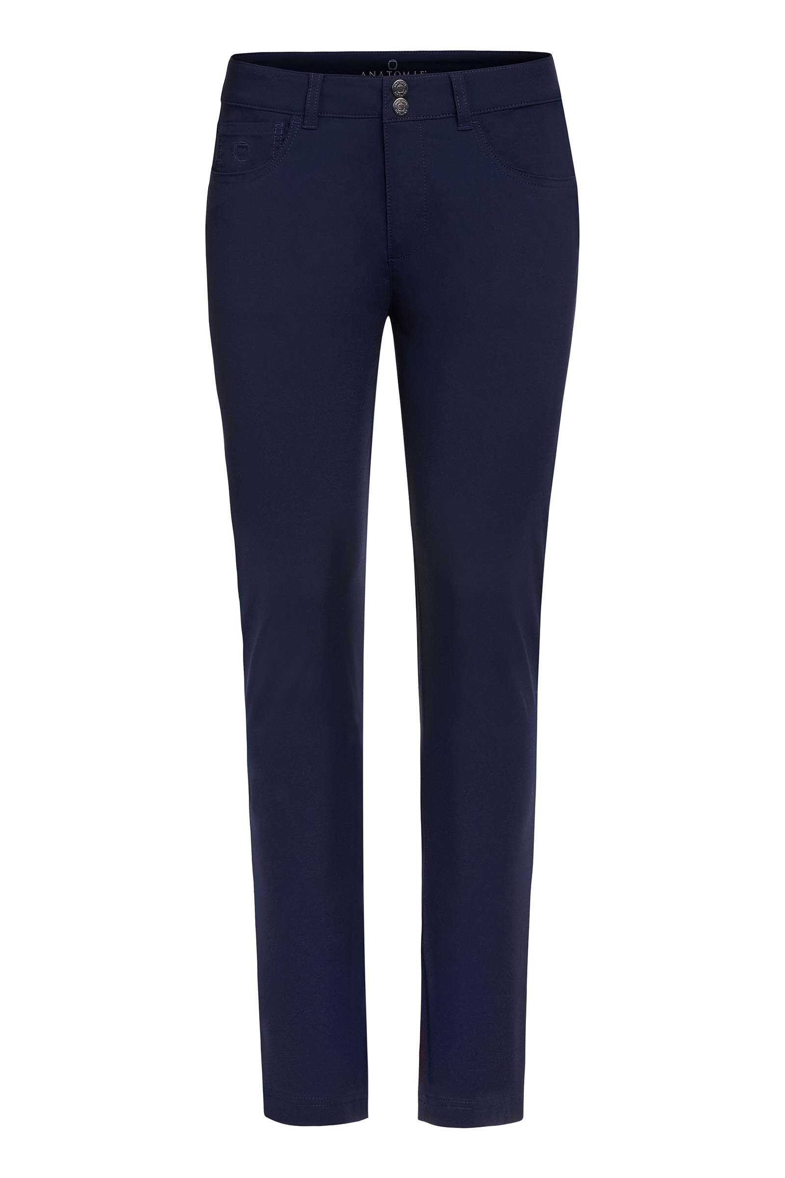 The Best Travel Pants. Flat Lay of the Luisa Skinny Jean Pant in Navy
