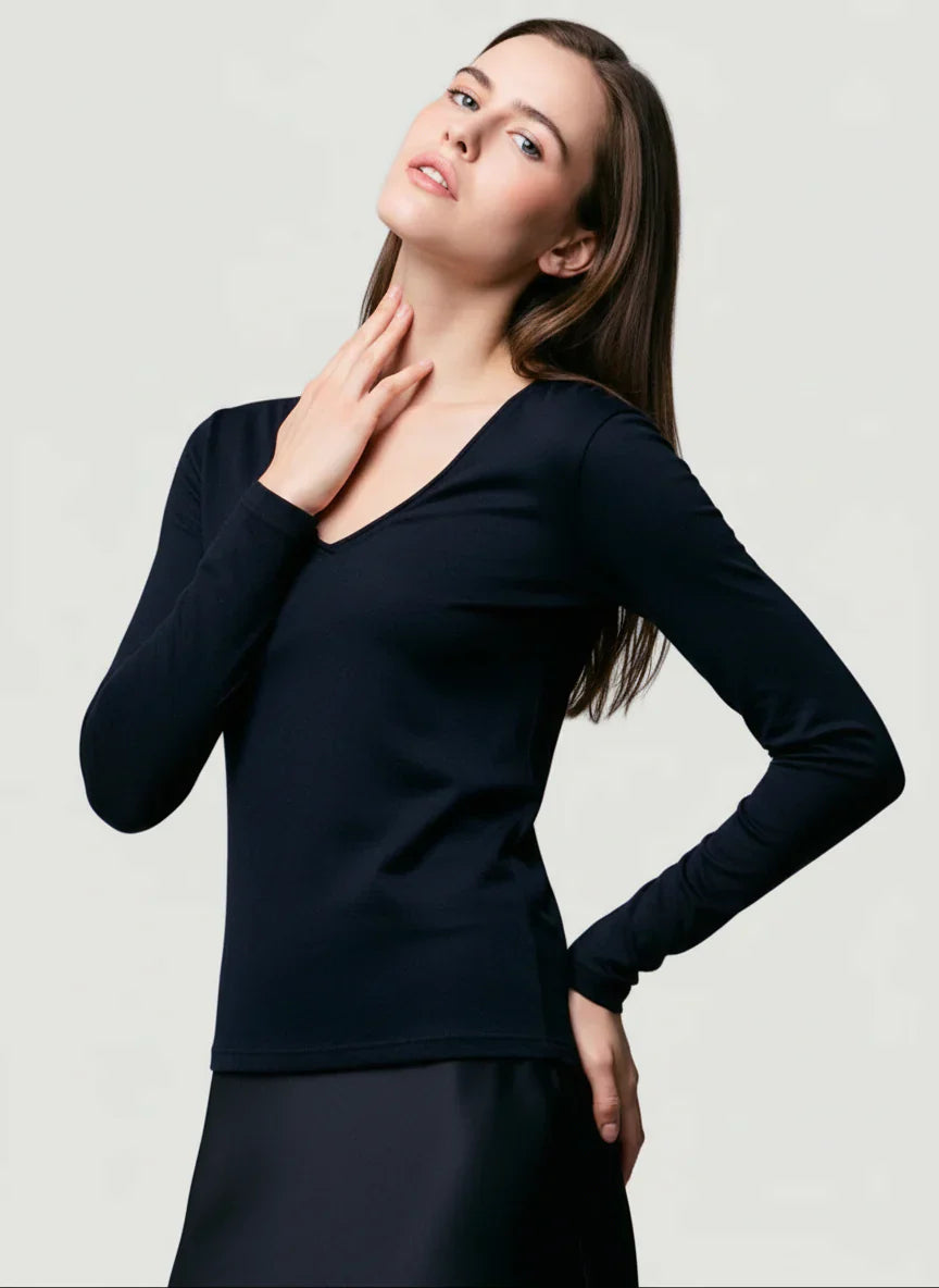 Soft Touch Long Sleeve V-Neck T-Shirt - V NECK L/S - Majestic Filatures North America