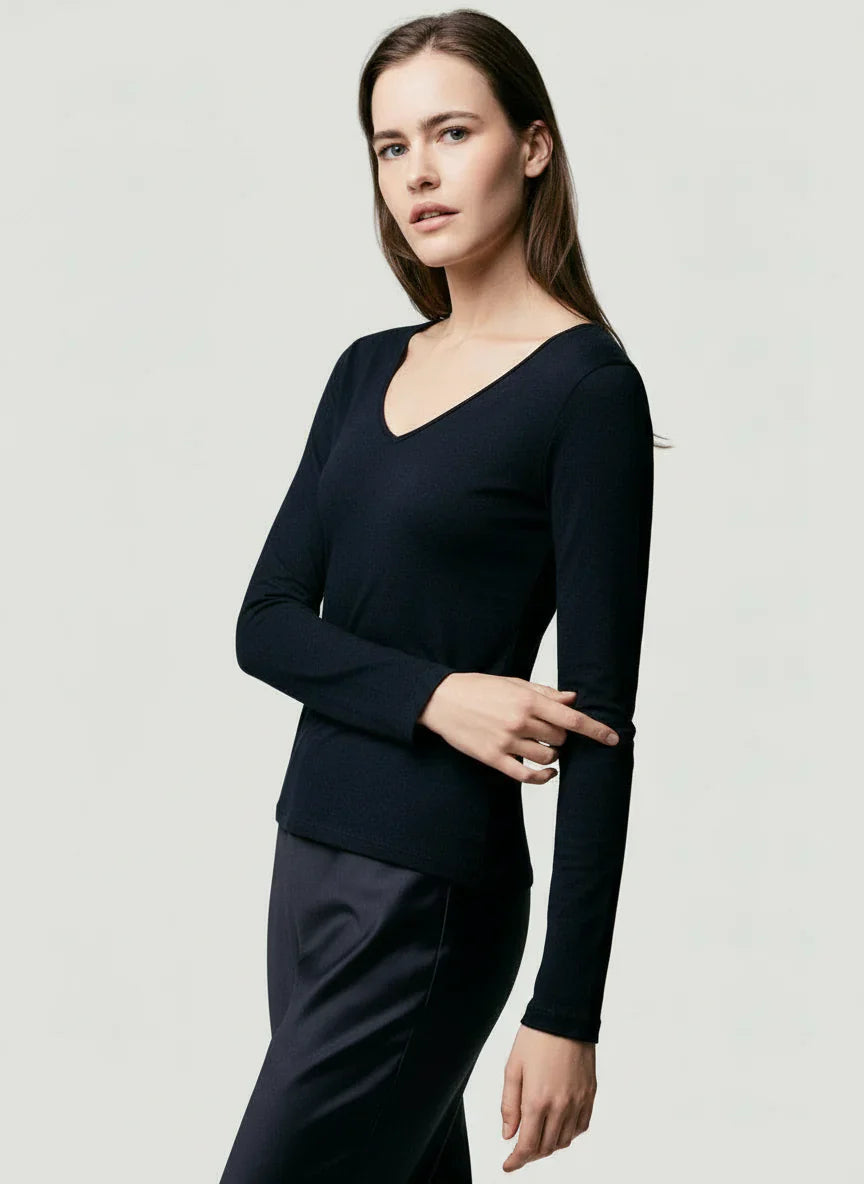 Soft Touch Long Sleeve V-Neck T-Shirt - V NECK L/S - Majestic Filatures North America