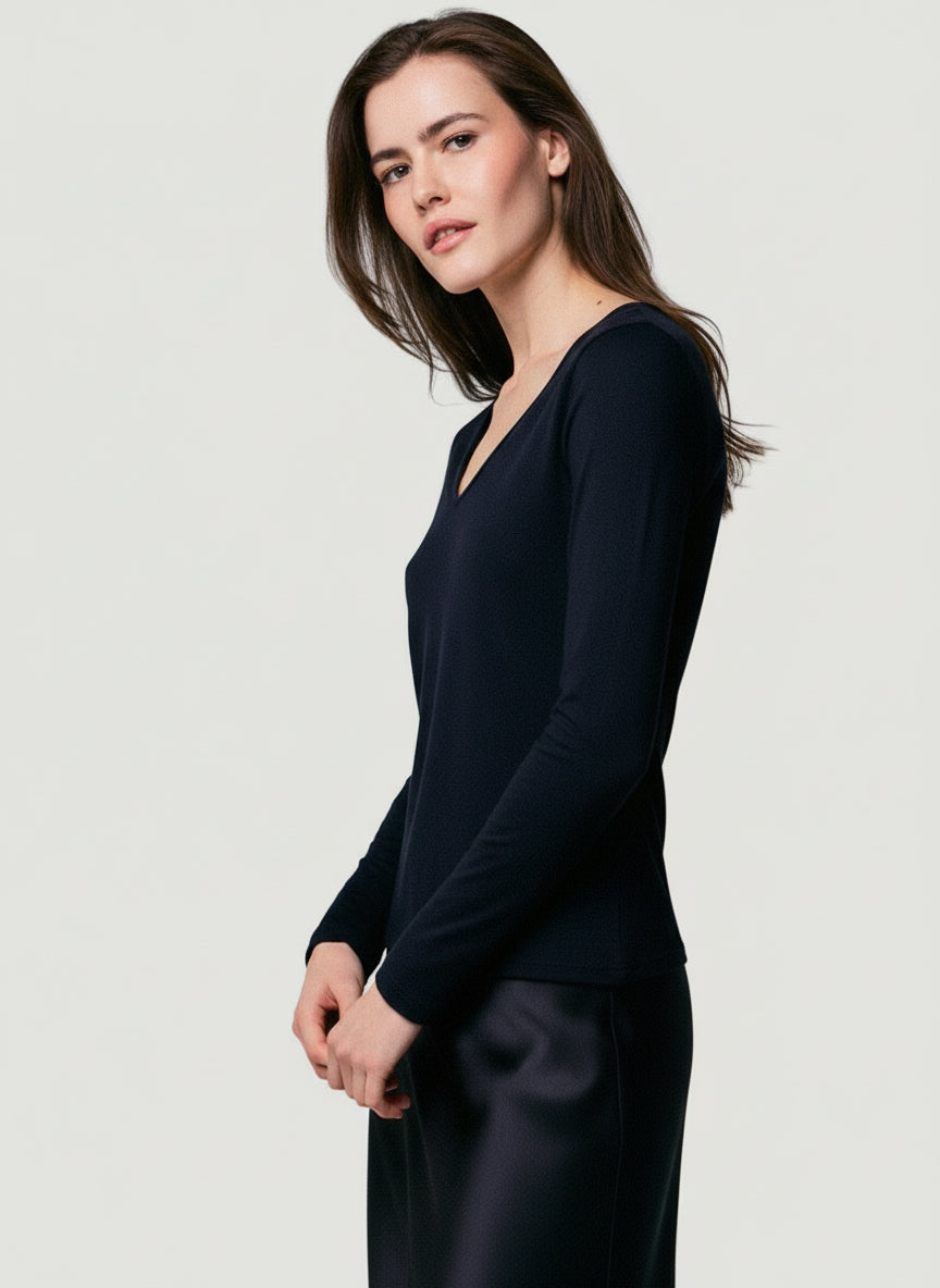 Soft Touch Long Sleeve V-Neck T-Shirt - V NECK L/S - Majestic Filatures North America