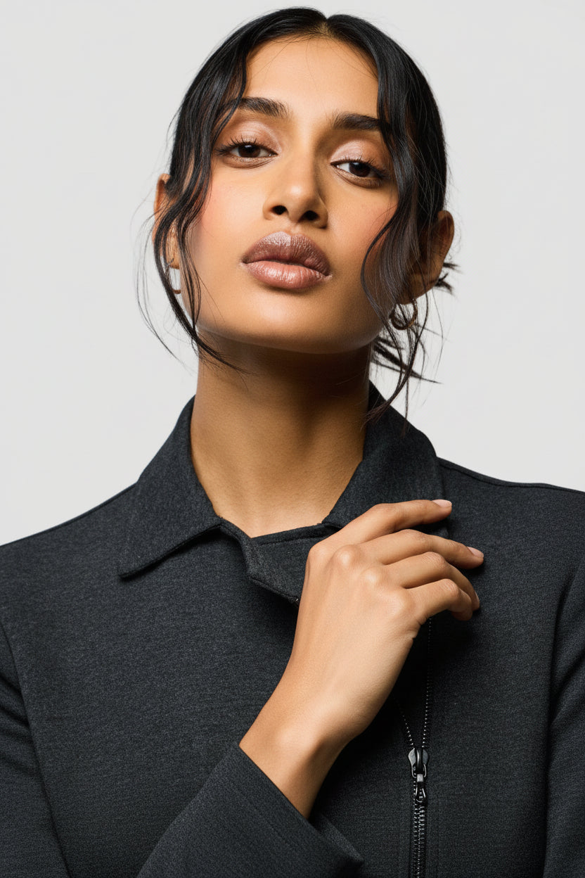 French Terry Brushed Fleece Moto Jacket - JACKET - Majestic Filatures North America