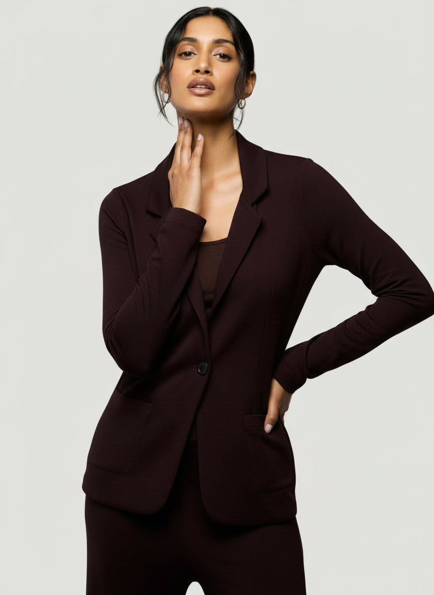 French Terry Brushed Fleece One-Button Blazer - JACKET - Majestic Filatures North America