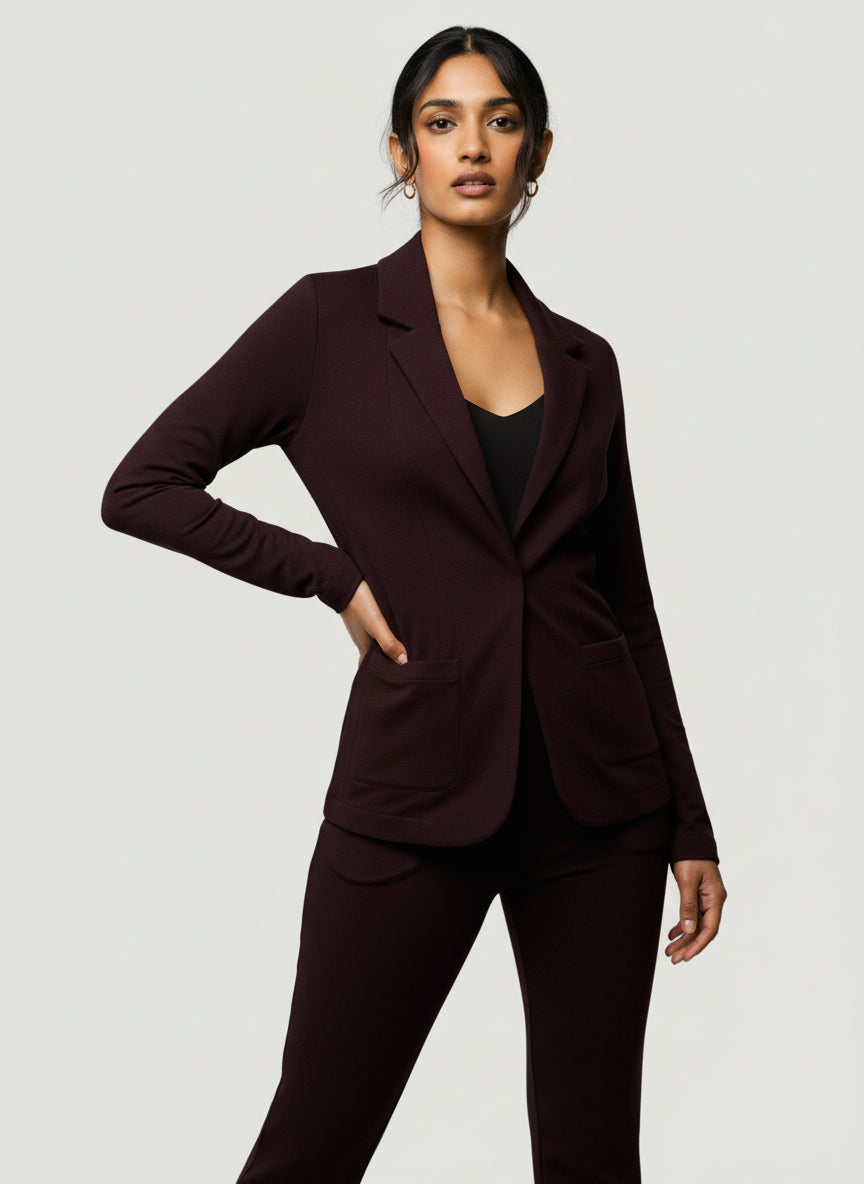 French Terry Brushed Fleece One-Button Blazer - JACKET - Majestic Filatures North America