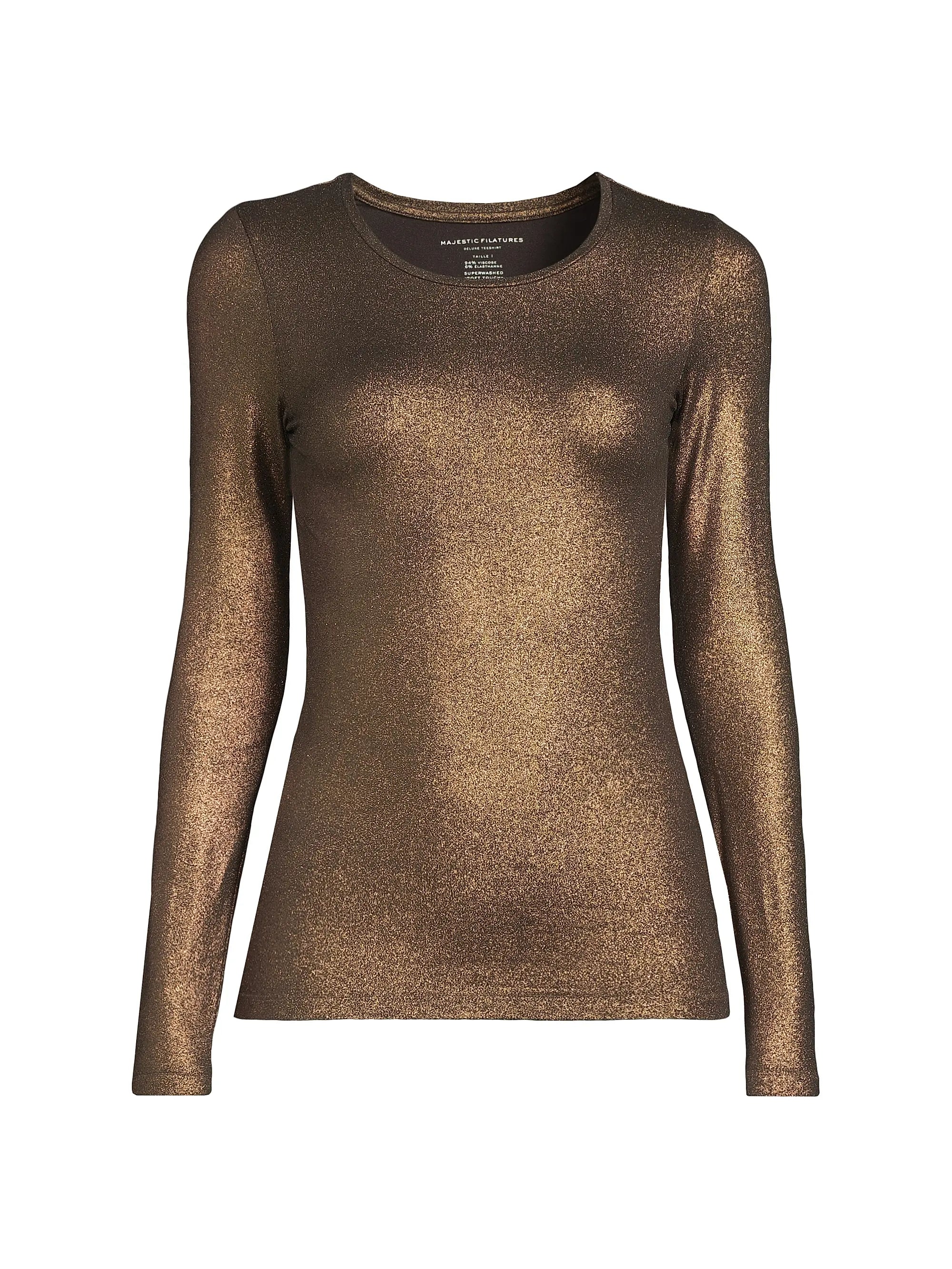 Soft Touch Metallic Long Sleeve Crewneck - TURTLENECK L/S - Majestic Filatures North America