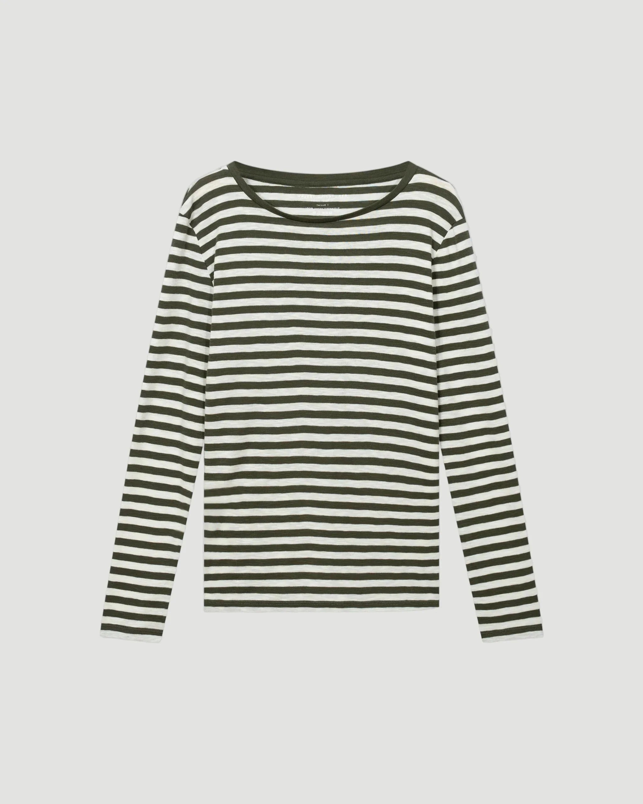 Deluxe Cotton Stripe Long Sleeve Crewneck T-Shirt - CREW L/S - Majestic Filatures North America