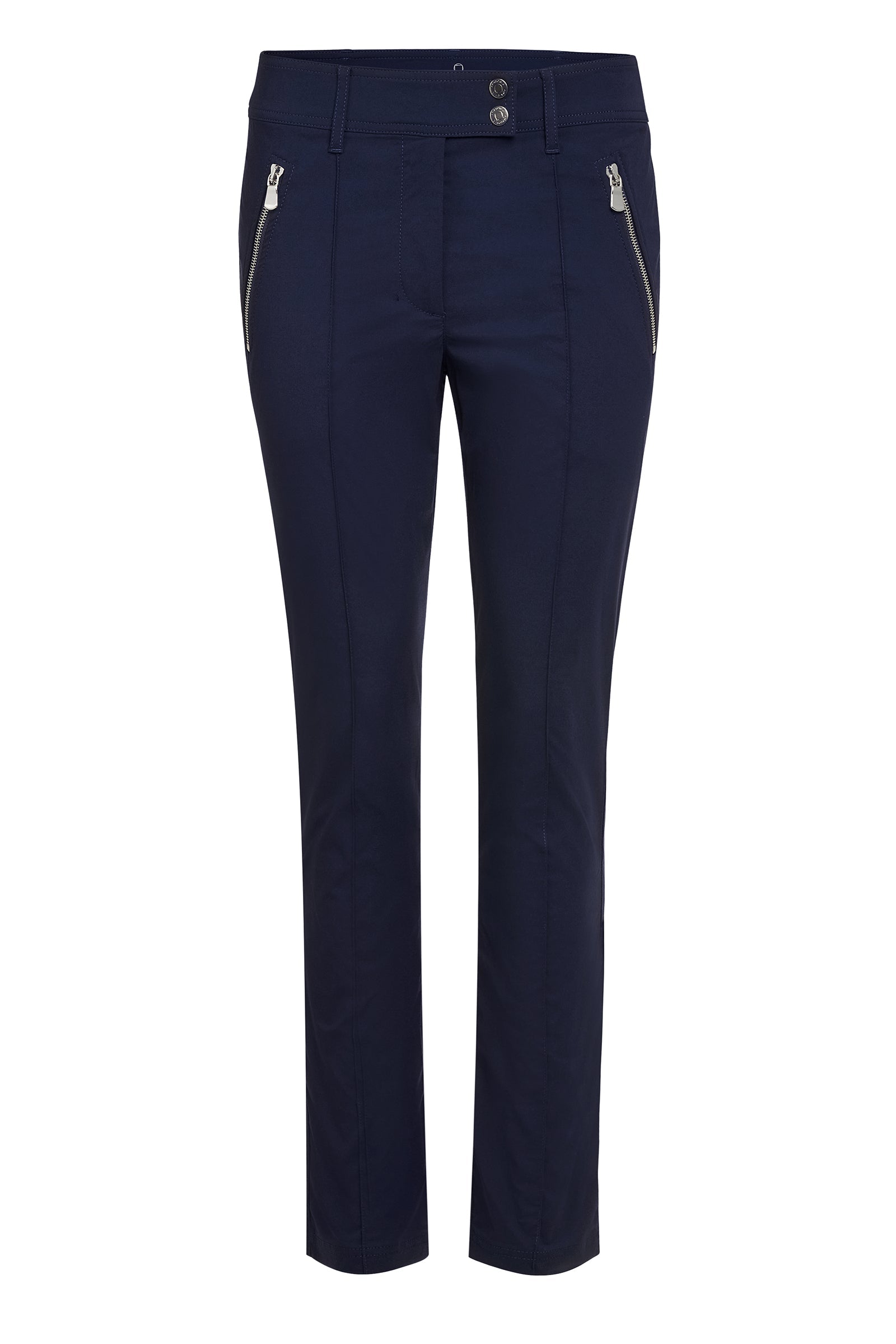 The Best Travel Pants. Flat Lay of the Peggy Zippered Pant in Navy