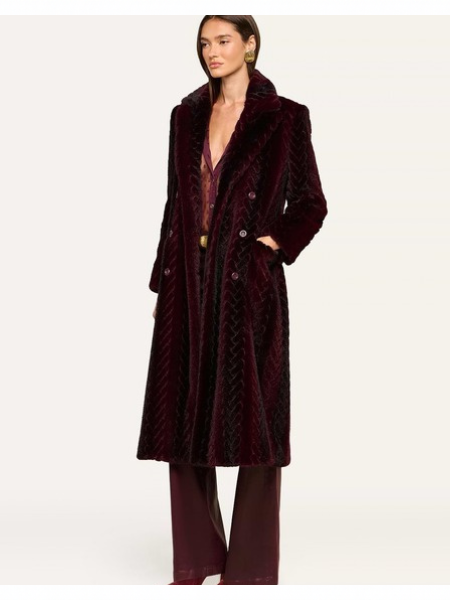 Icelyn Faux Fur Coat Burgundy