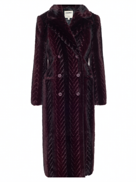 Icelyn Faux Fur Coat Burgundy