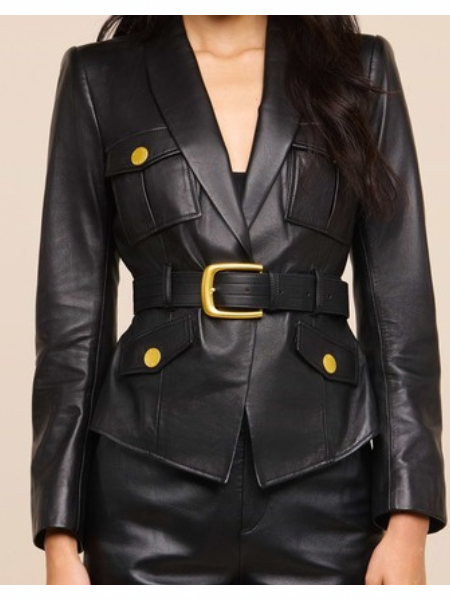Wisteria Leather Blazer Black