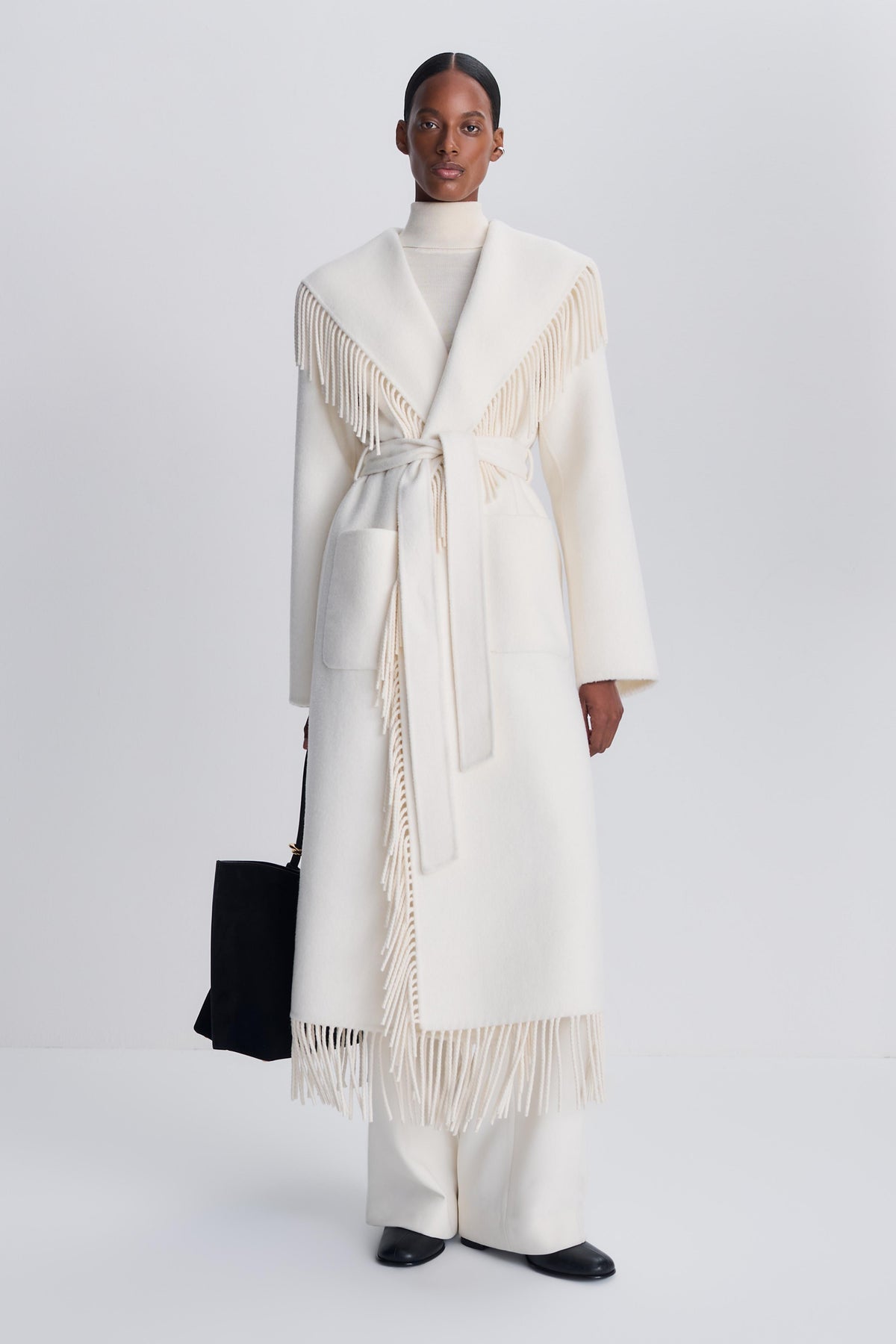 Carrie Fringe Coat Frost
