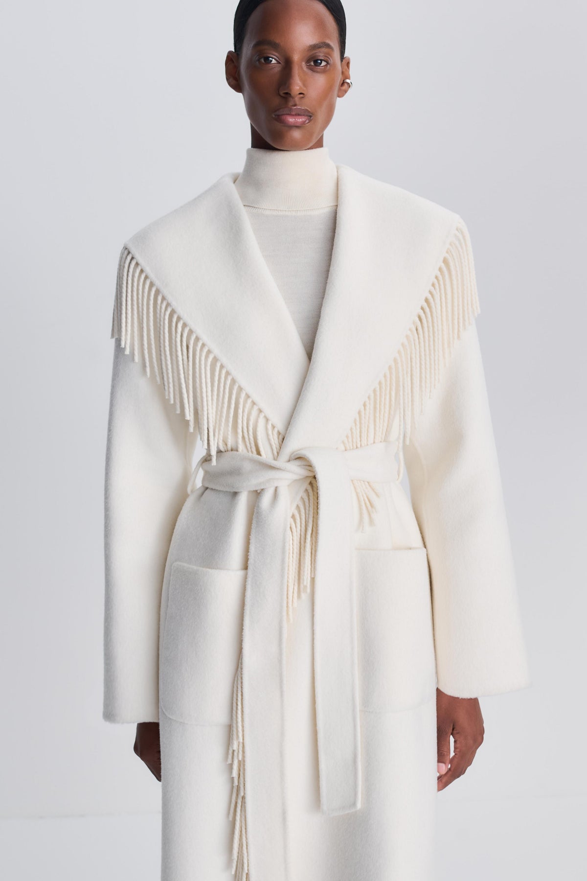 Carrie Fringe Coat Frost
