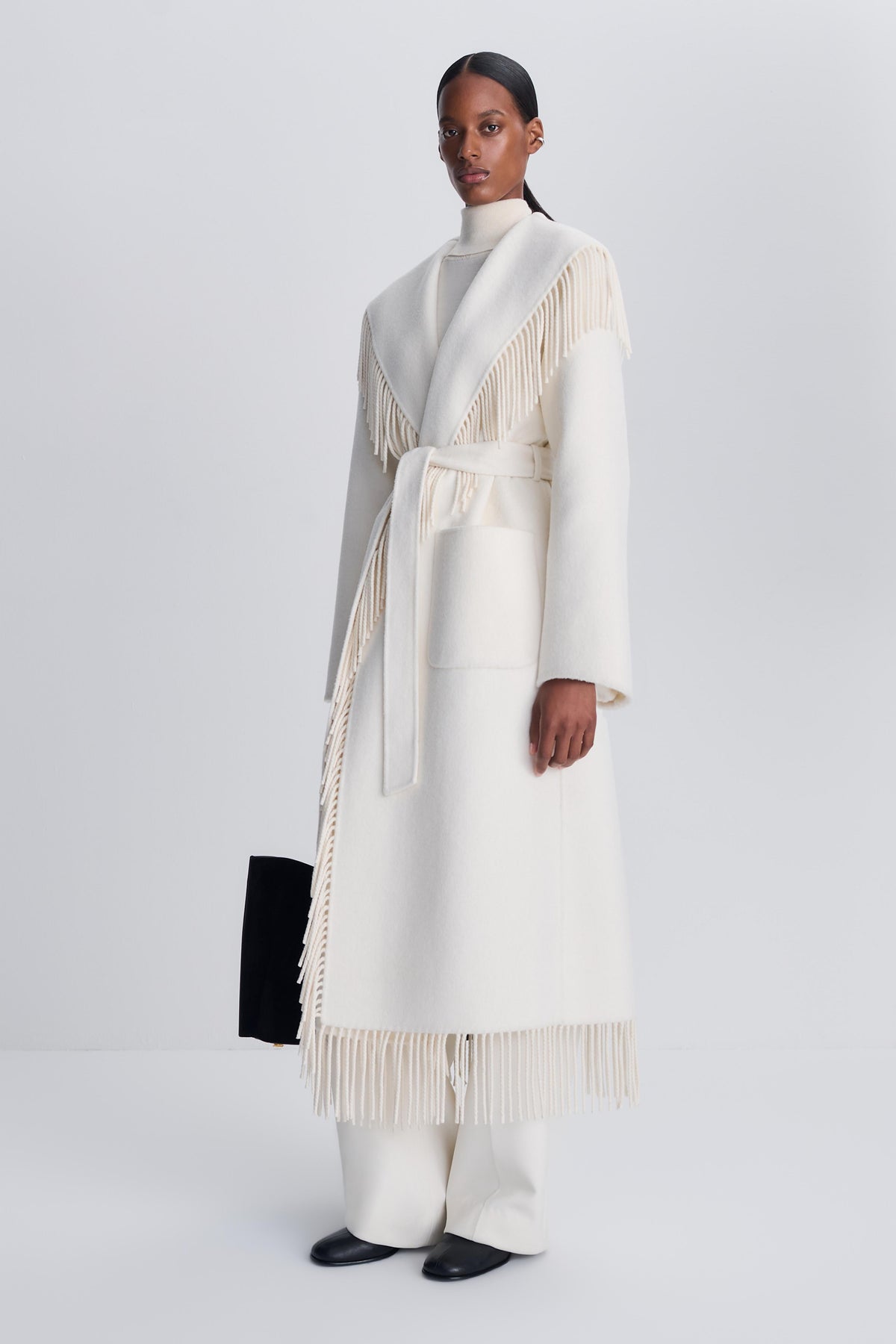 Carrie Fringe Coat Frost