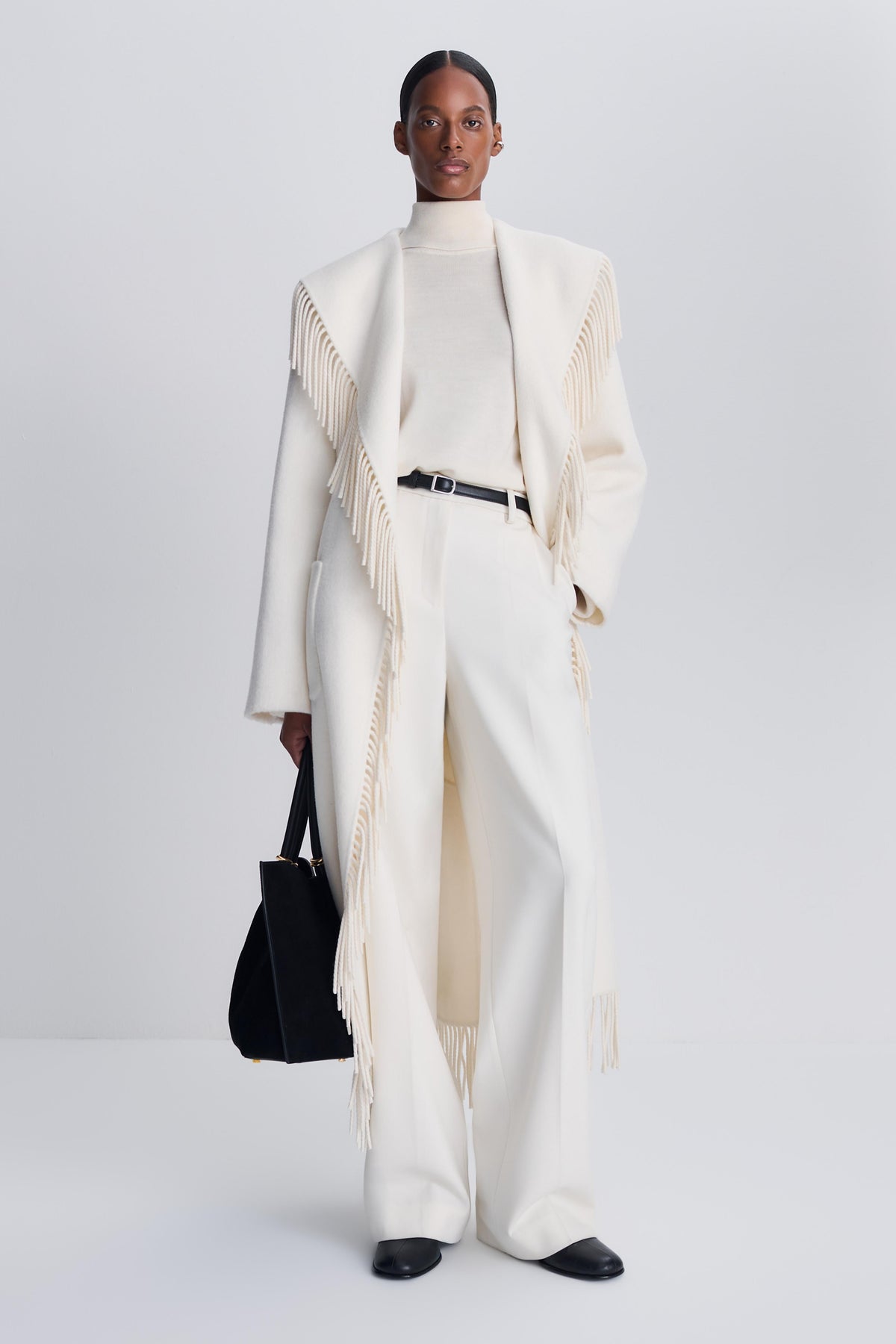 Carrie Fringe Coat Frost