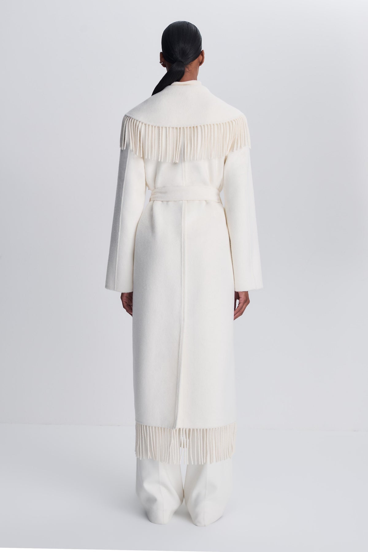 Carrie Fringe Coat Frost