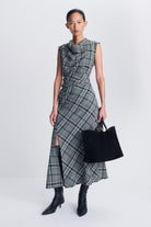 Burke S/L Draped Midi Dress Everglade Plaid