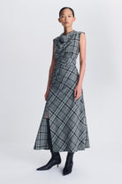 Burke S/L Draped Midi Dress Everglade Plaid
