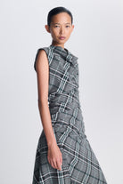 Burke S/L Draped Midi Dress Everglade Plaid