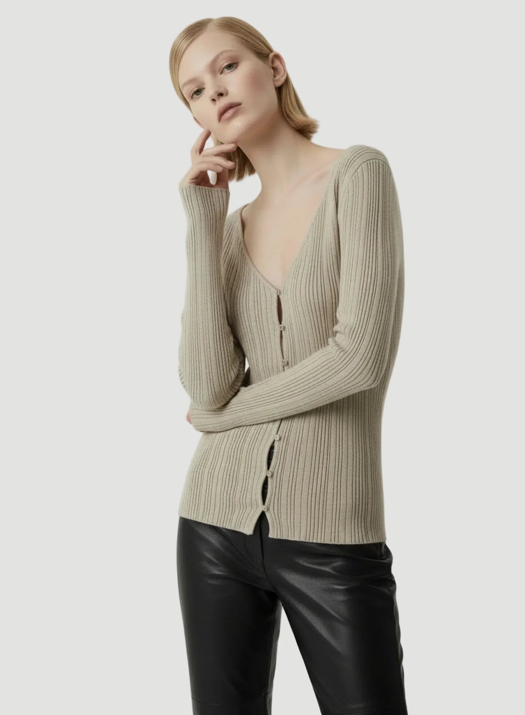 Stretch Organic Cotton Metallic Long Sleeve Cardigan - CARDIGAN - Majestic Filatures North America