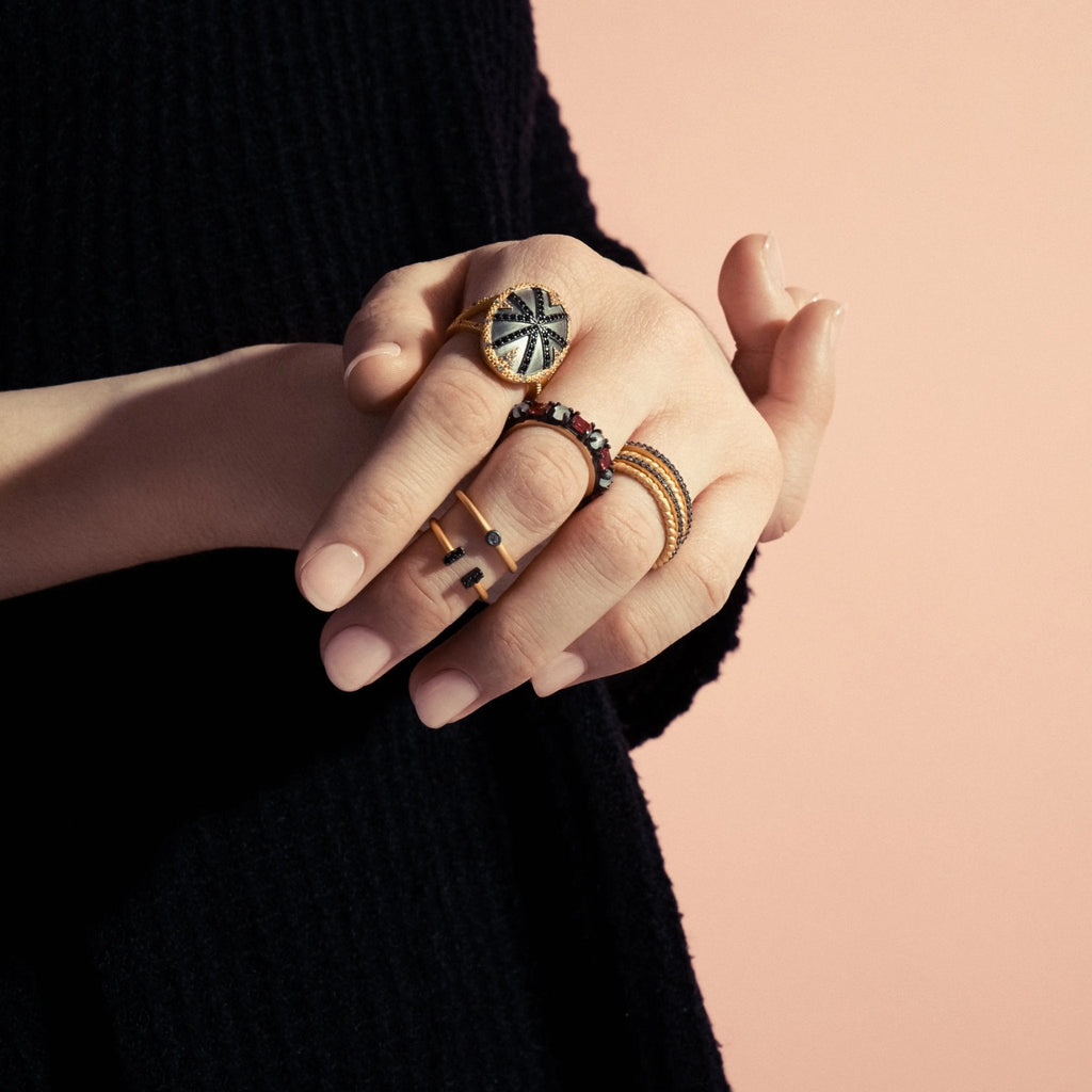 Black Stone Bar Ring - FREIDA ROTHMAN