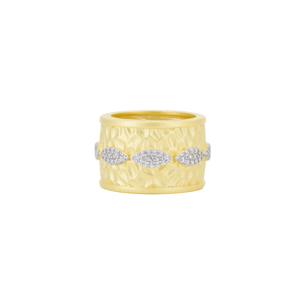 Petals in Bloom Textured Cigar Band Ring - FREIDA ROTHMAN