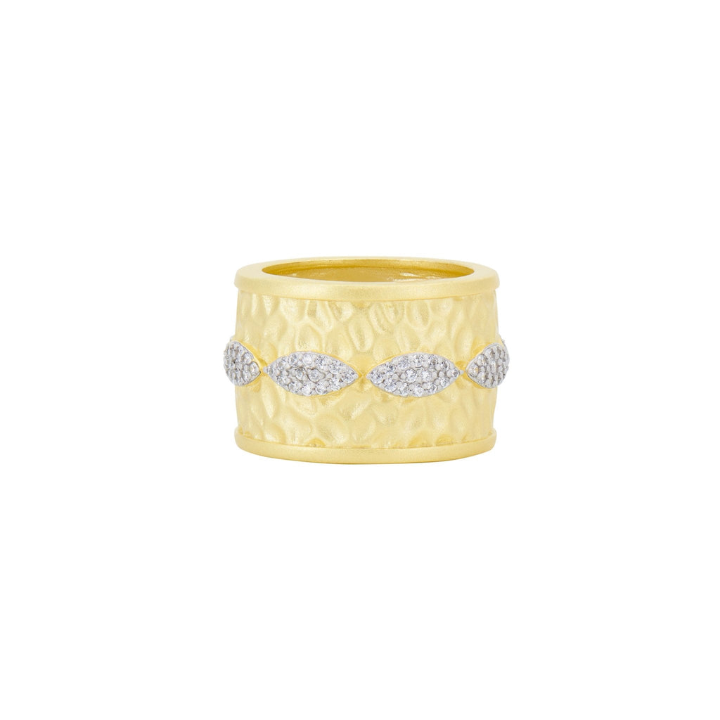 Petals in Bloom Textured Cigar Band Ring - FREIDA ROTHMAN