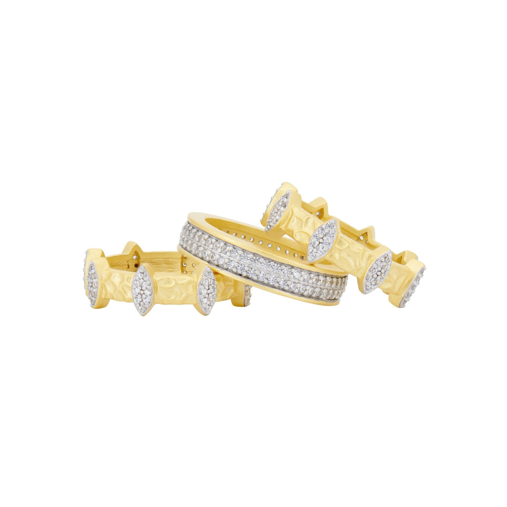 Petals in Bloom Textured 3-Stack Ring - FREIDA ROTHMAN