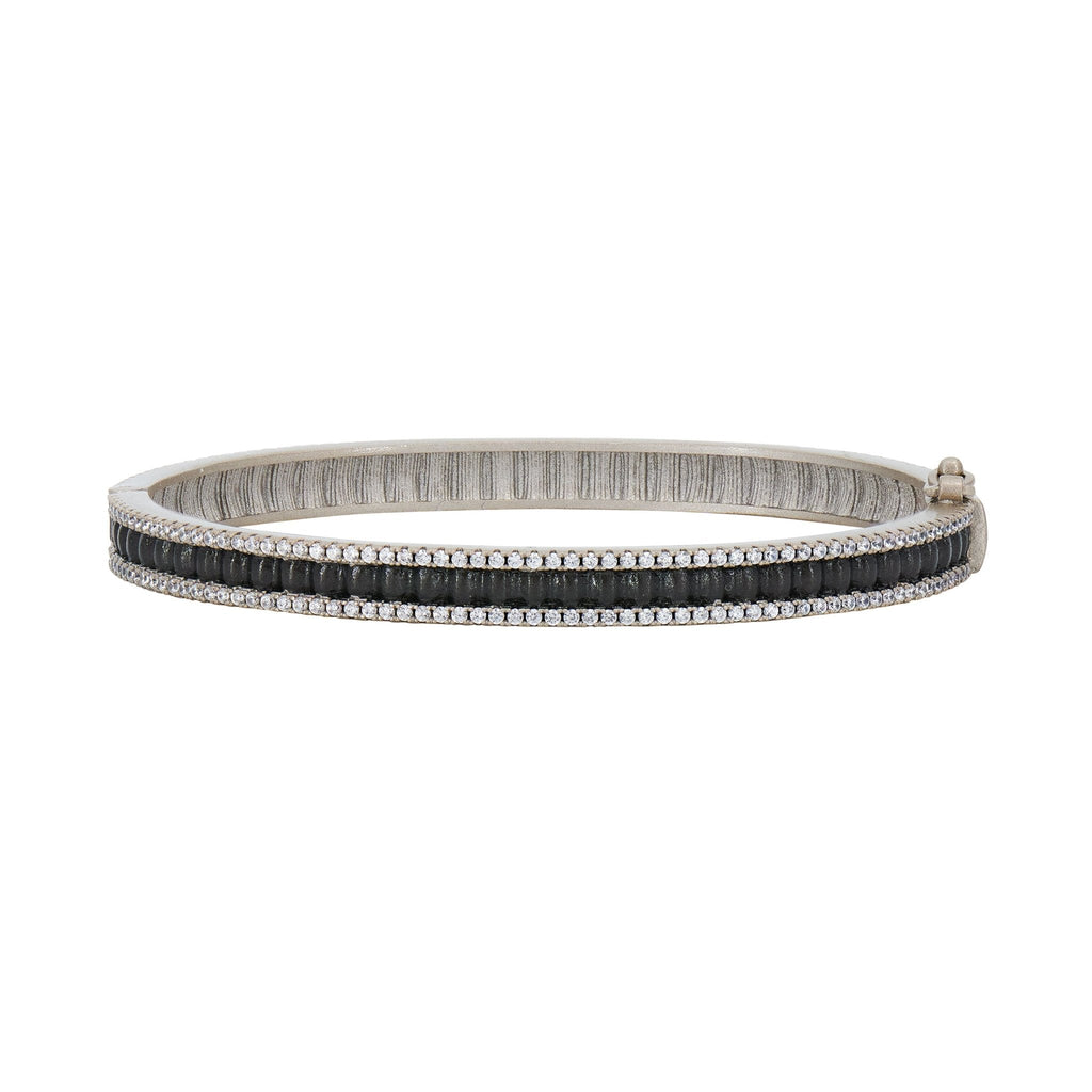 Industrial Finish Ribbed Metro Hinge Bracelet - FREIDA ROTHMAN