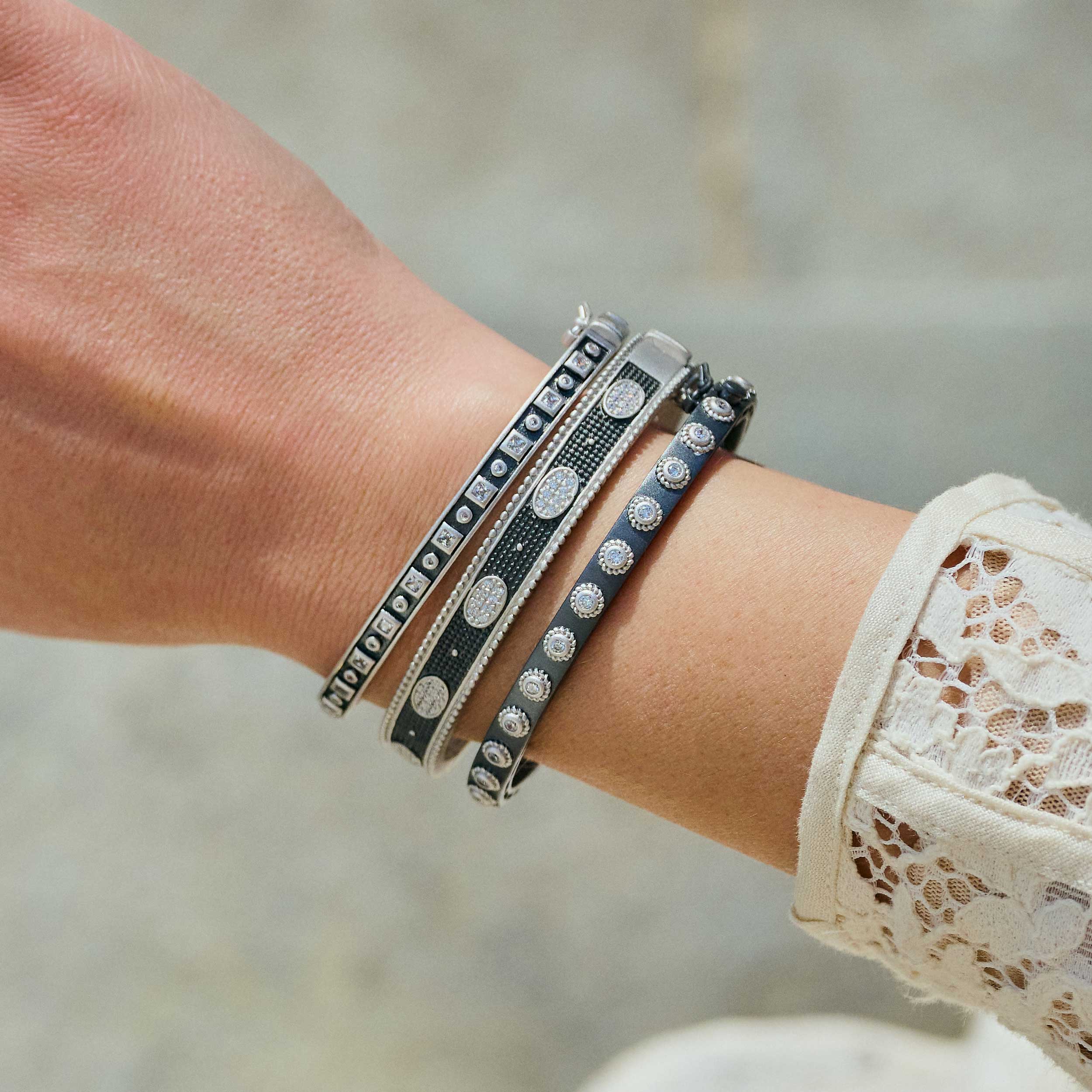 Studded Eternity Hinge Bangle - FREIDA ROTHMAN