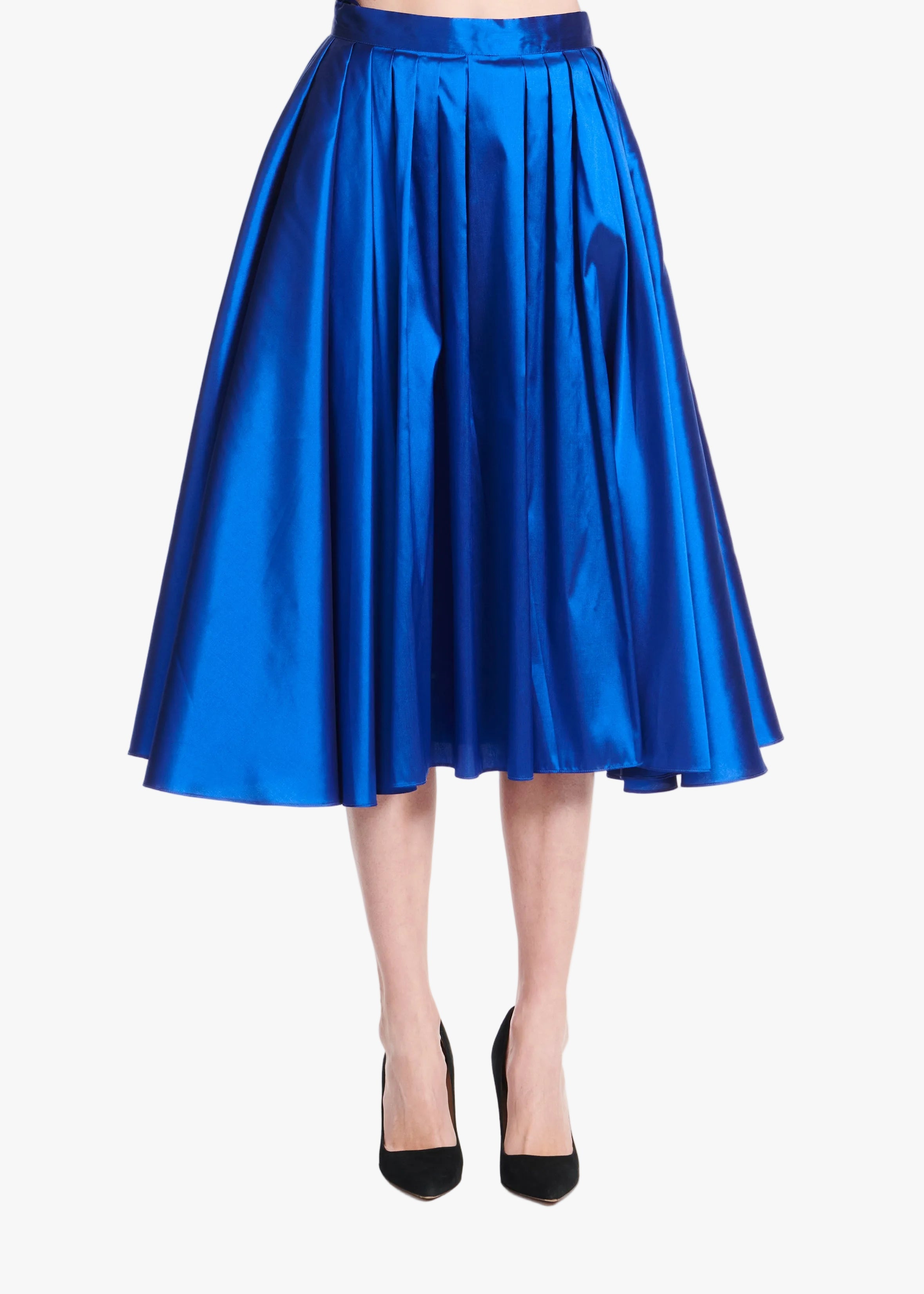 SOFT TAFFETA TEA LENGTH SKIRT ROYAL – Frances Kahn