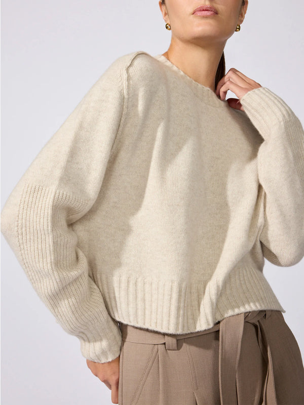 The Aaron Cashmere Crewneck Stone Melange